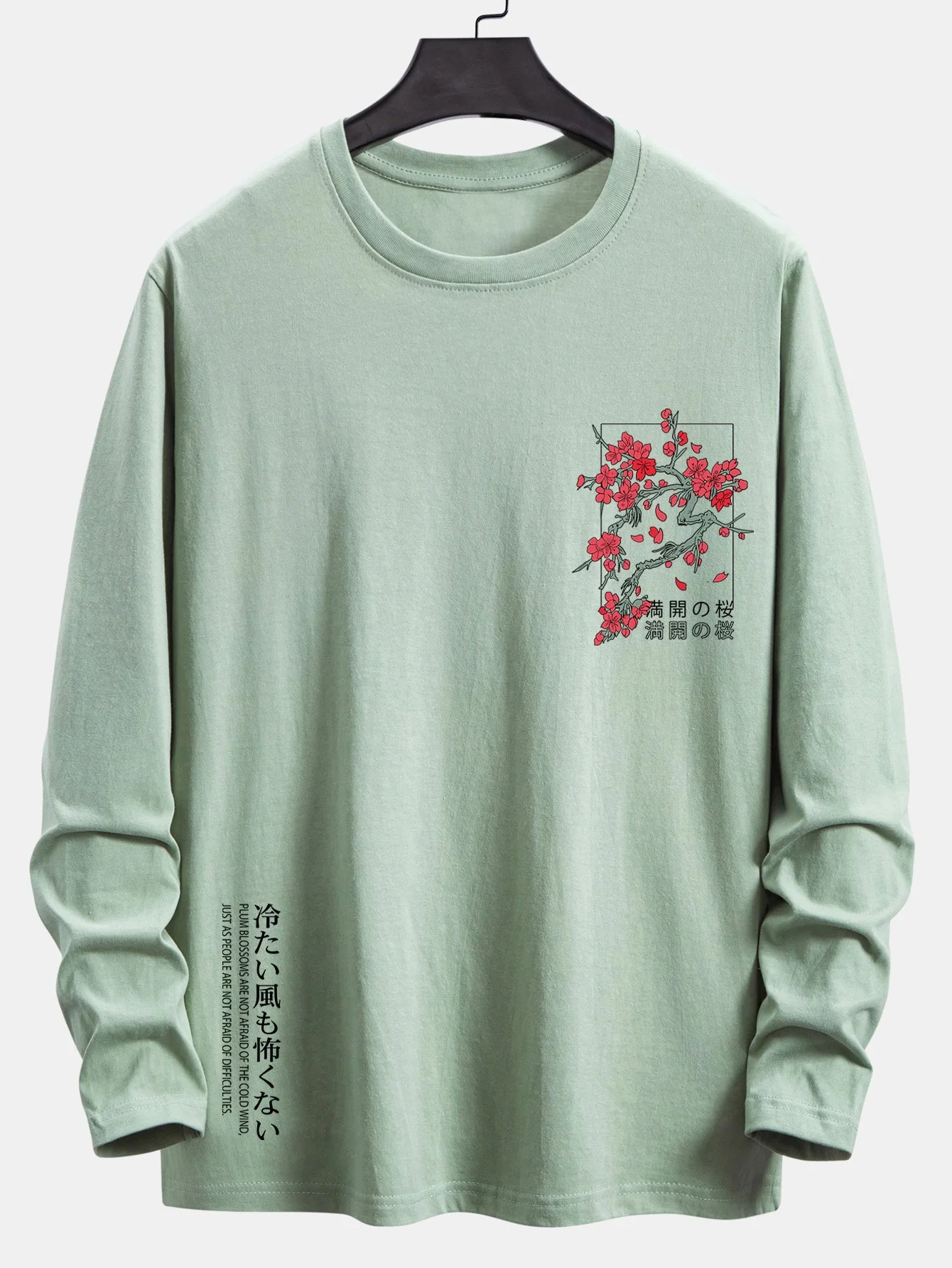 Langarm T-Shirt mit Kirschblüten-Slogan-Print aus Baumwolle - Image 9