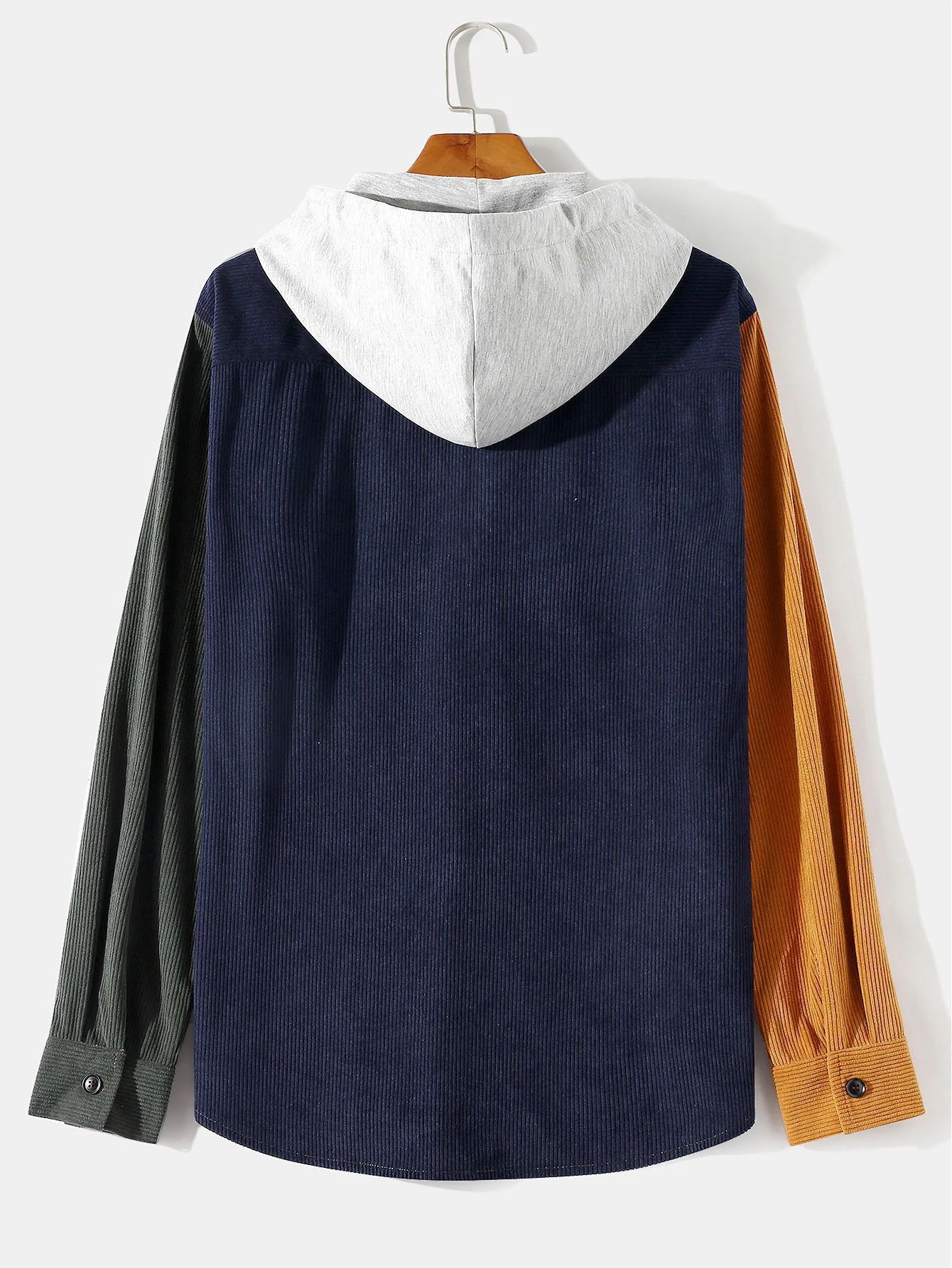 Langarm-Farbblock-Hoodie-Corduroy-Übershirt - Image 2