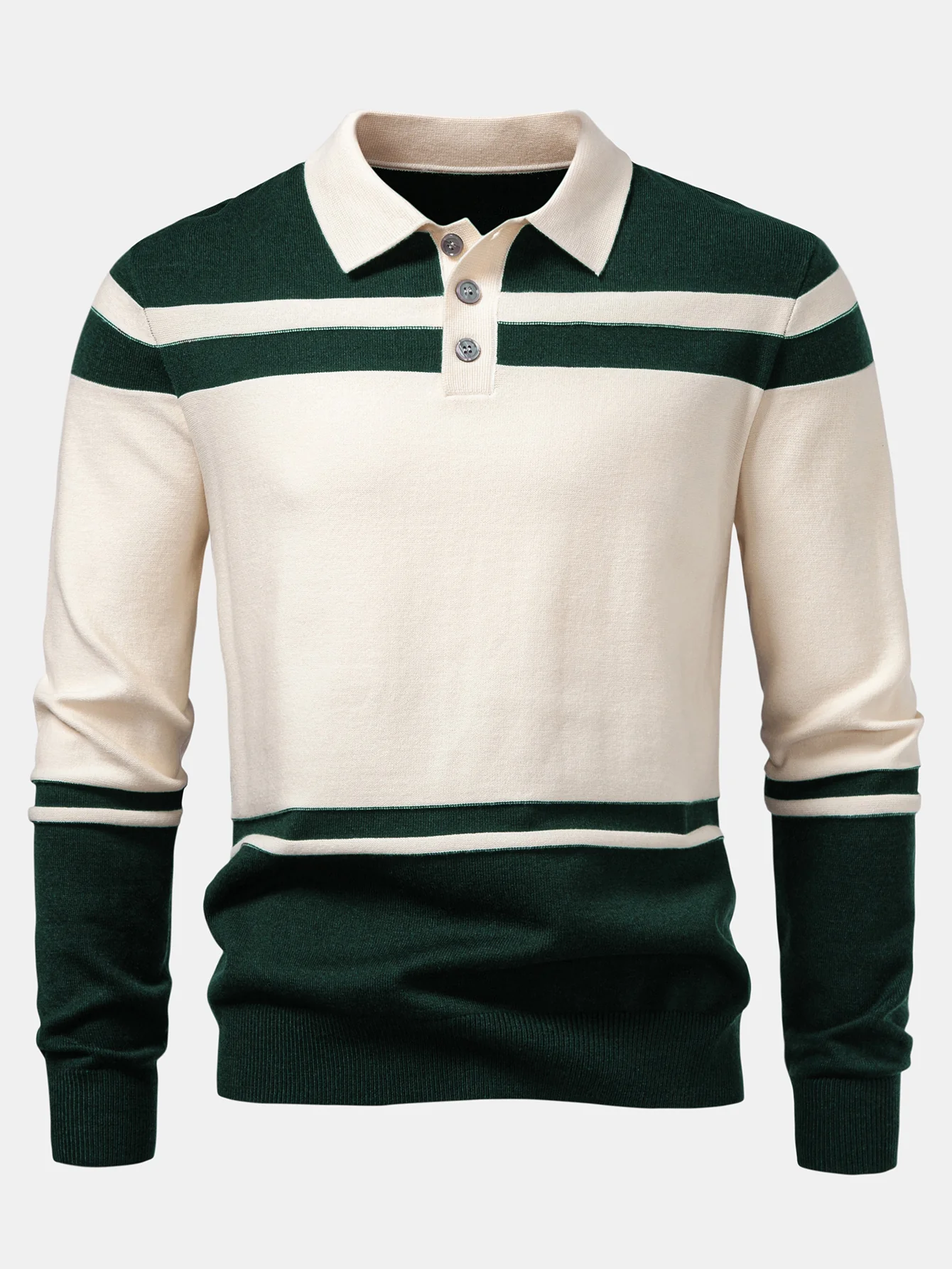 Langarm Farbblock Strick Poloshirts Shirt