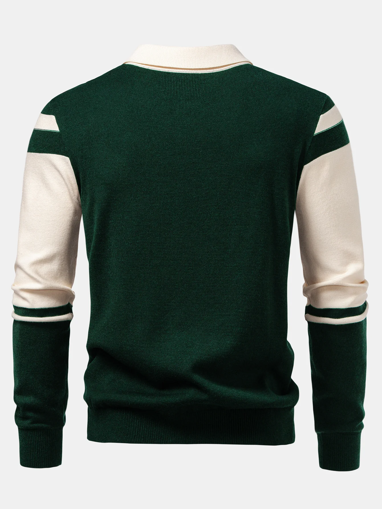 Langarm Farbblock Strick Poloshirts Shirt - Image 2