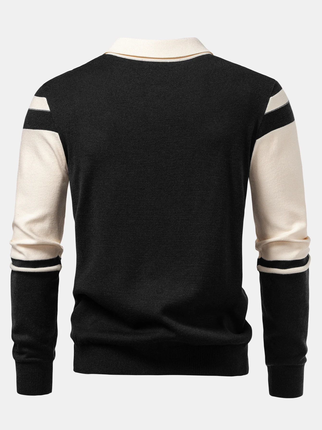Langarm Farbblock Strick Poloshirts Shirt - Image 4