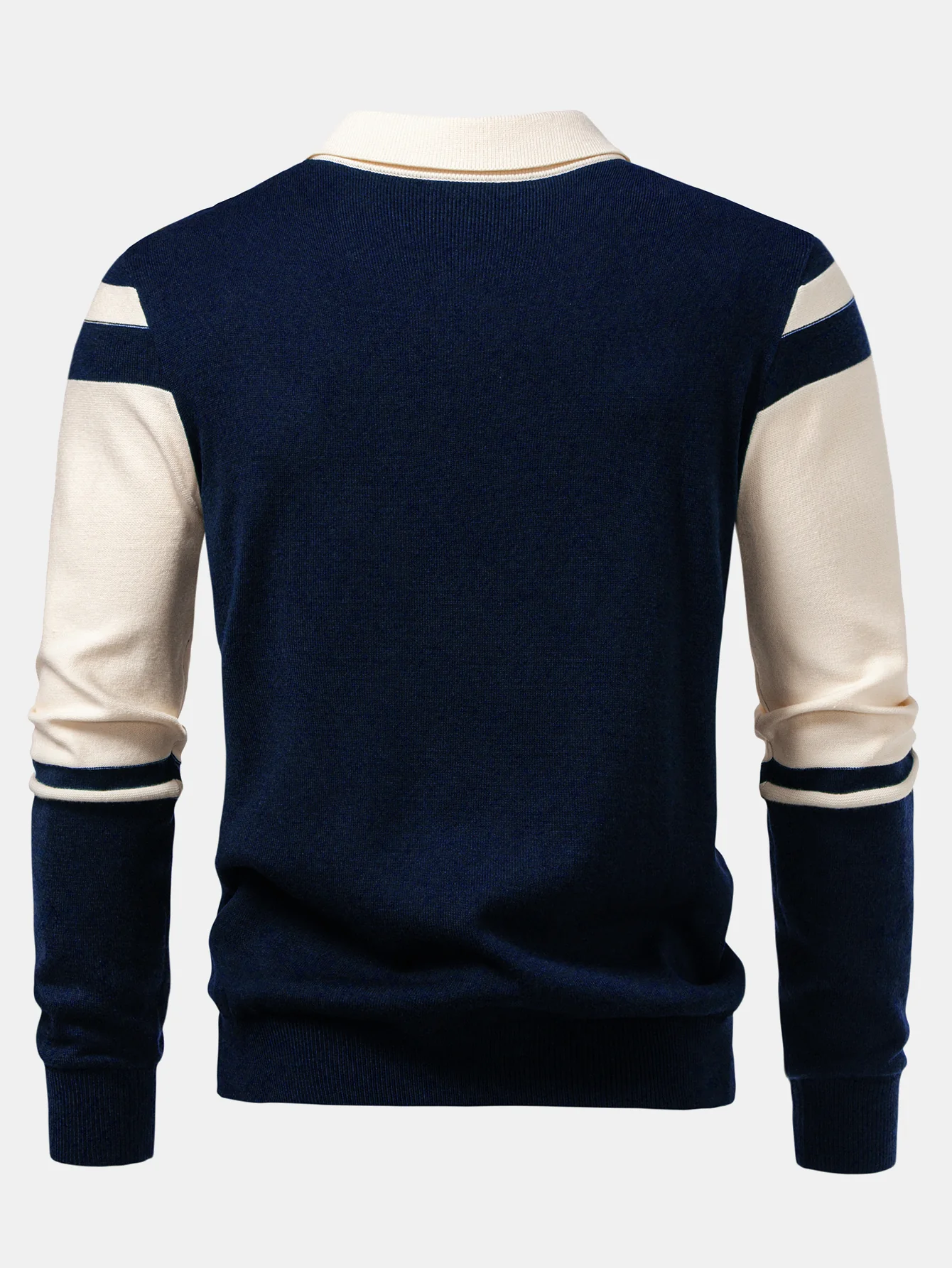 Langarm Farbblock Strick Poloshirts Shirt - Image 6