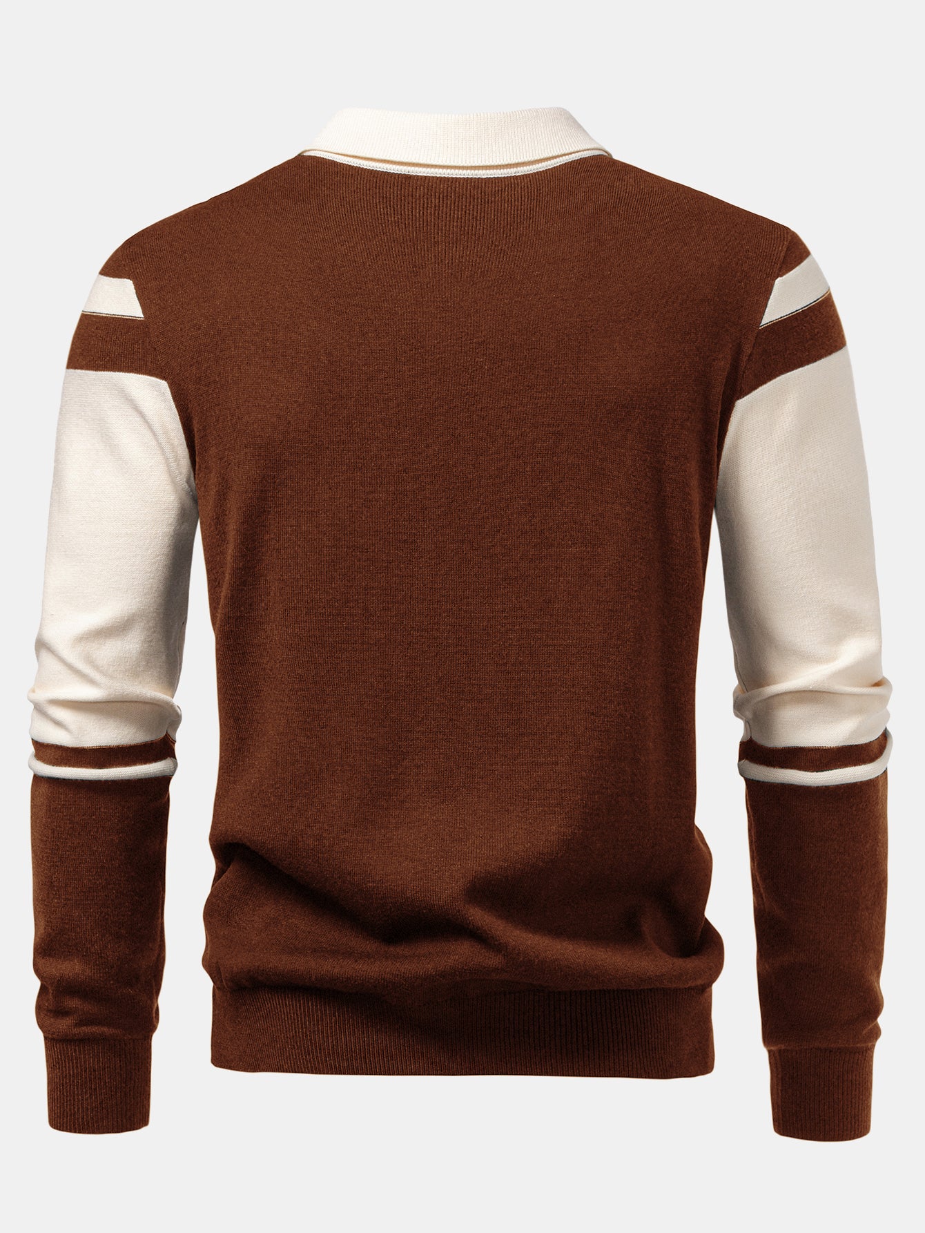 Langarm Farbblock Strick Poloshirts Shirt - Image 8