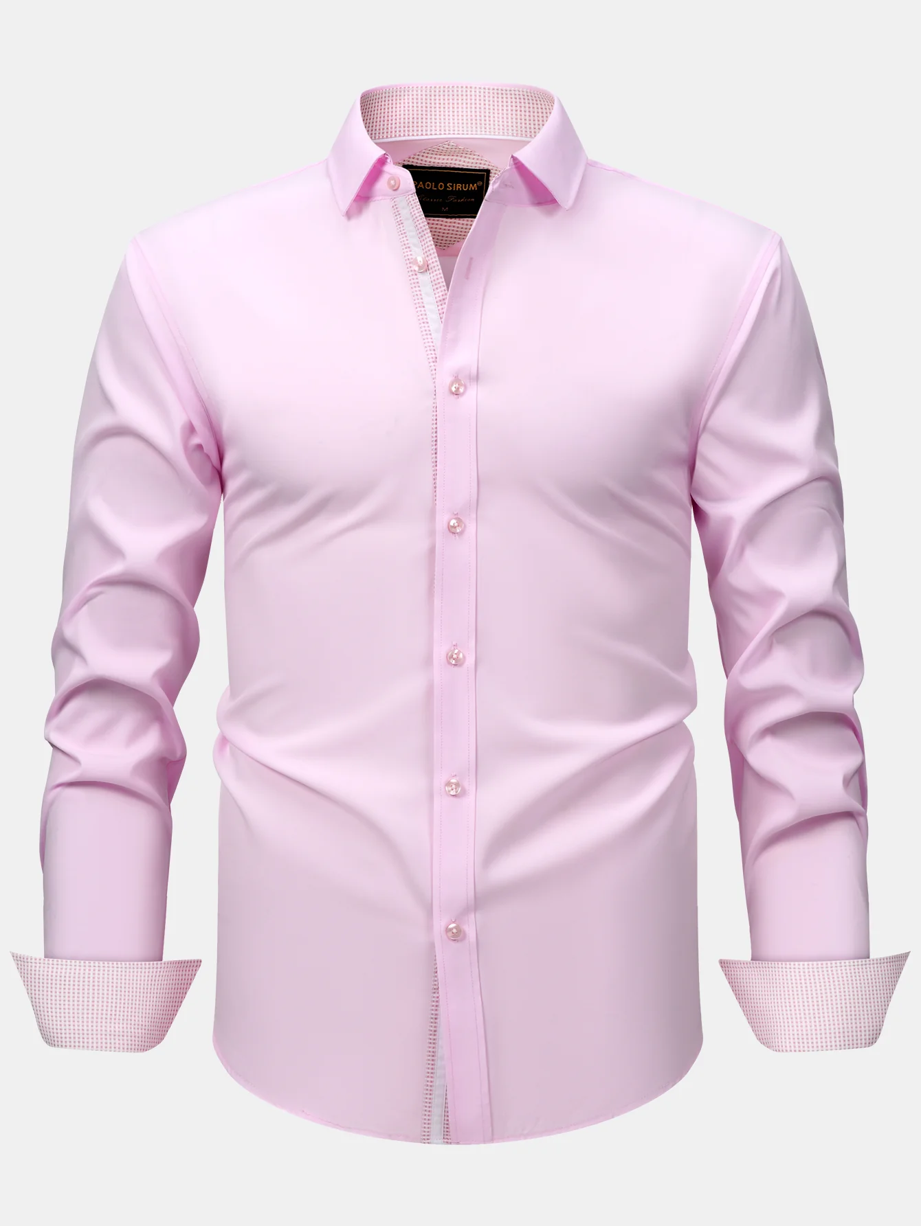 Langarm Kontrast Knopfleiste Hemd Kleid - Image 13