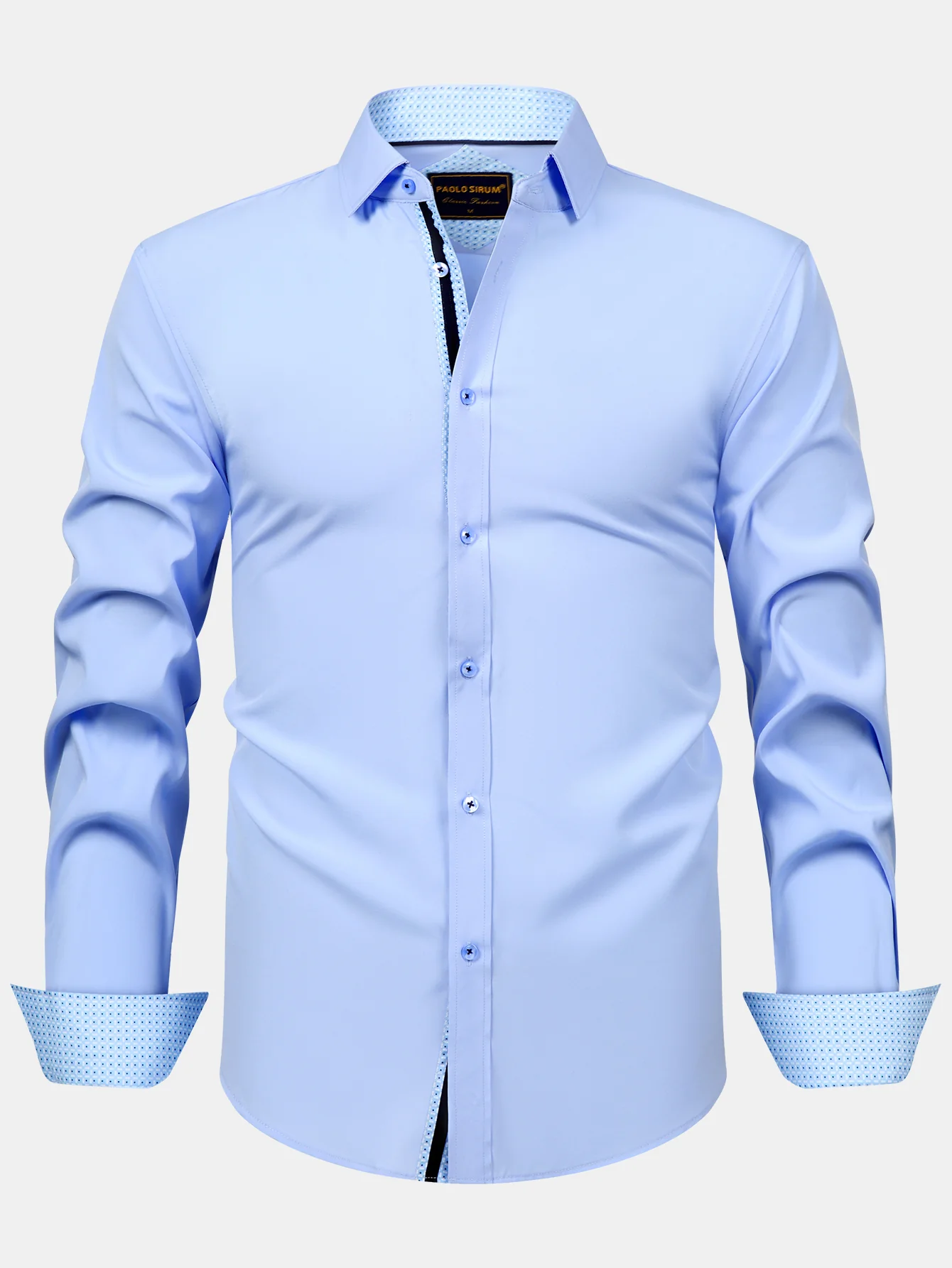 Langarm Kontrast Knopfleiste Hemd Kleid - Image 3