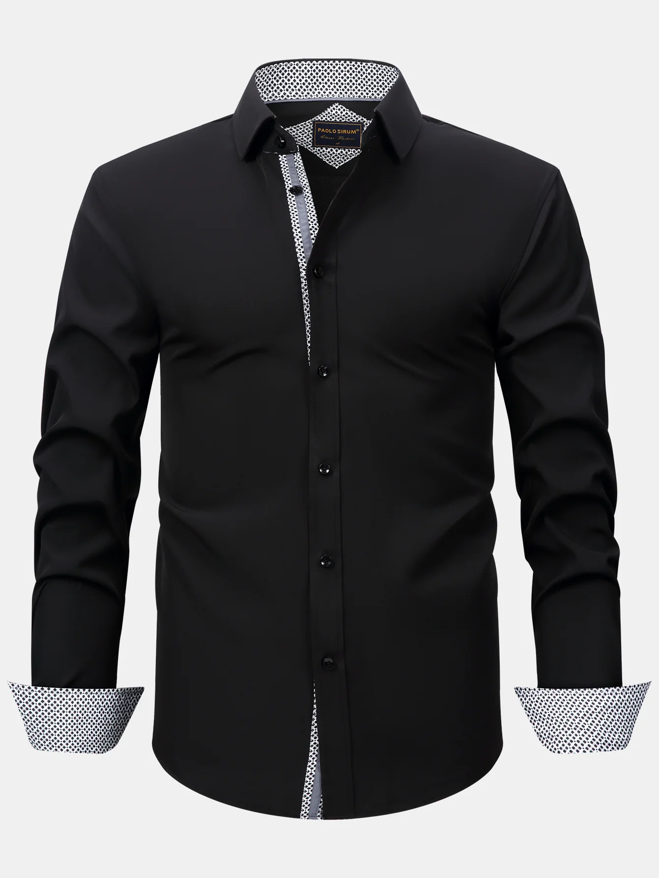 Langarm Kontrast Knopfleiste Hemd Kleid - Image 5