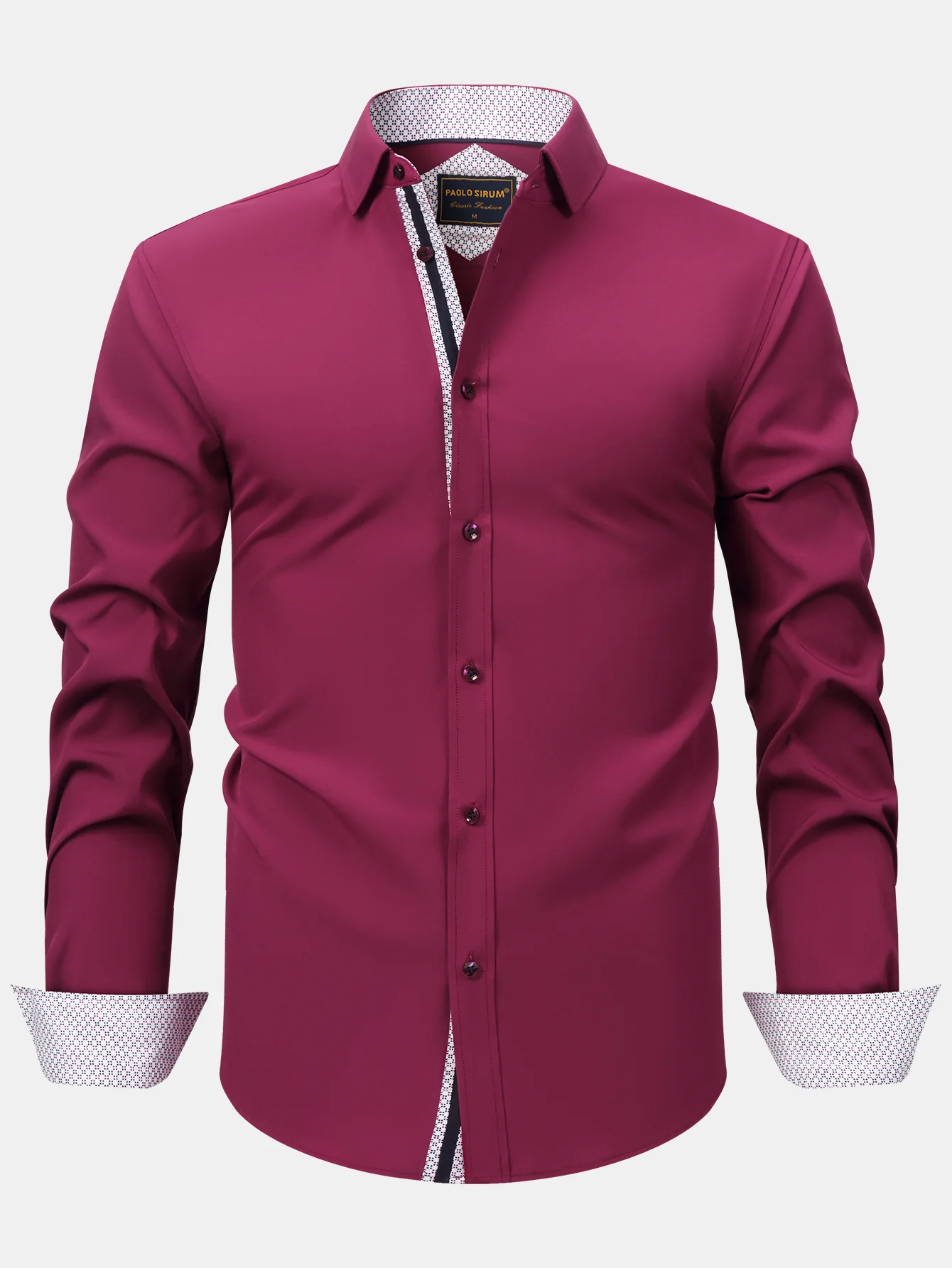 Langarm Kontrast Knopfleiste Hemd Kleid - Image 7