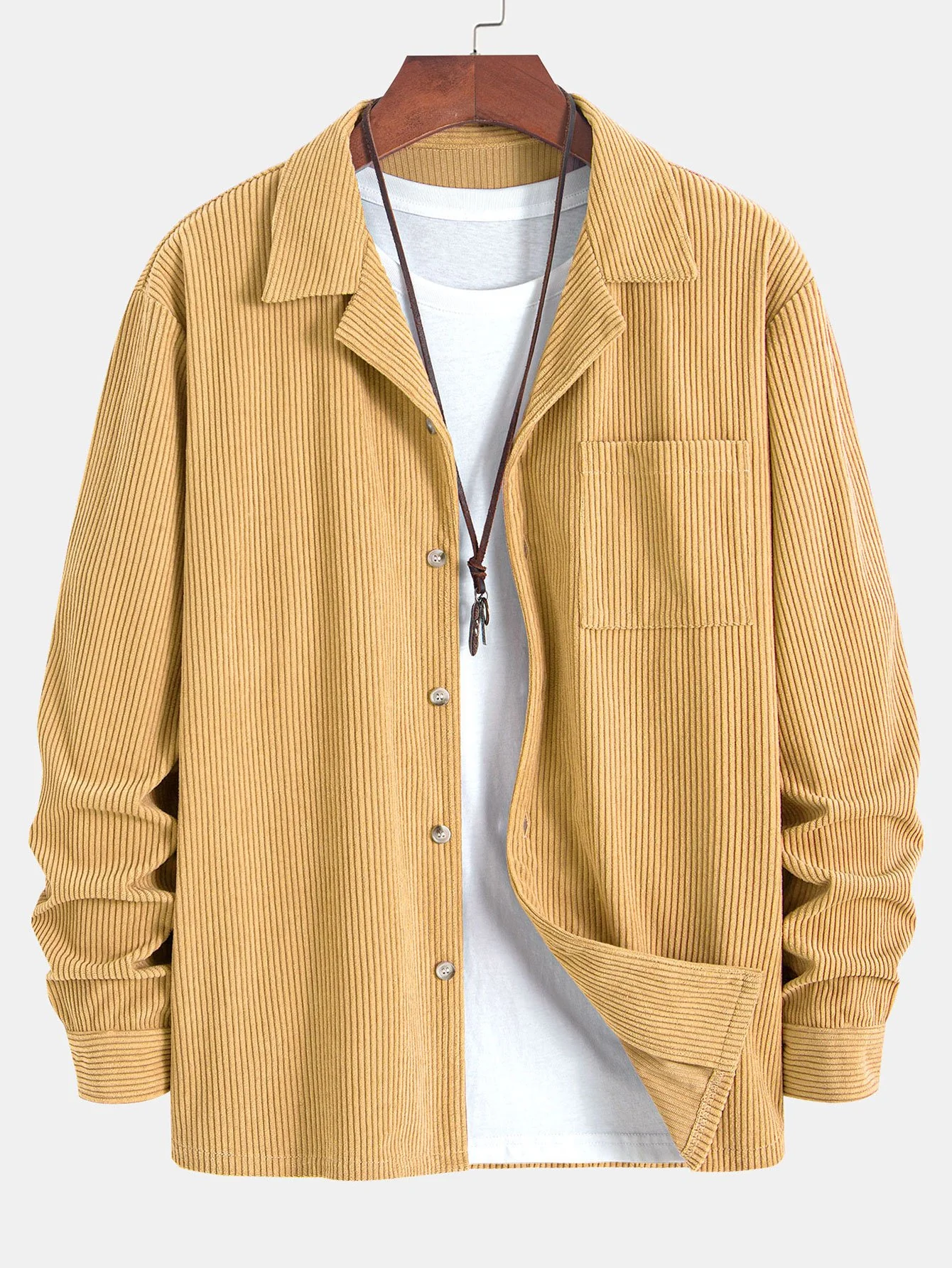 Langarm-Corduroy-Hemd mit kubanischem Kragen & gerade geschnittene Leinenhose - Image 16