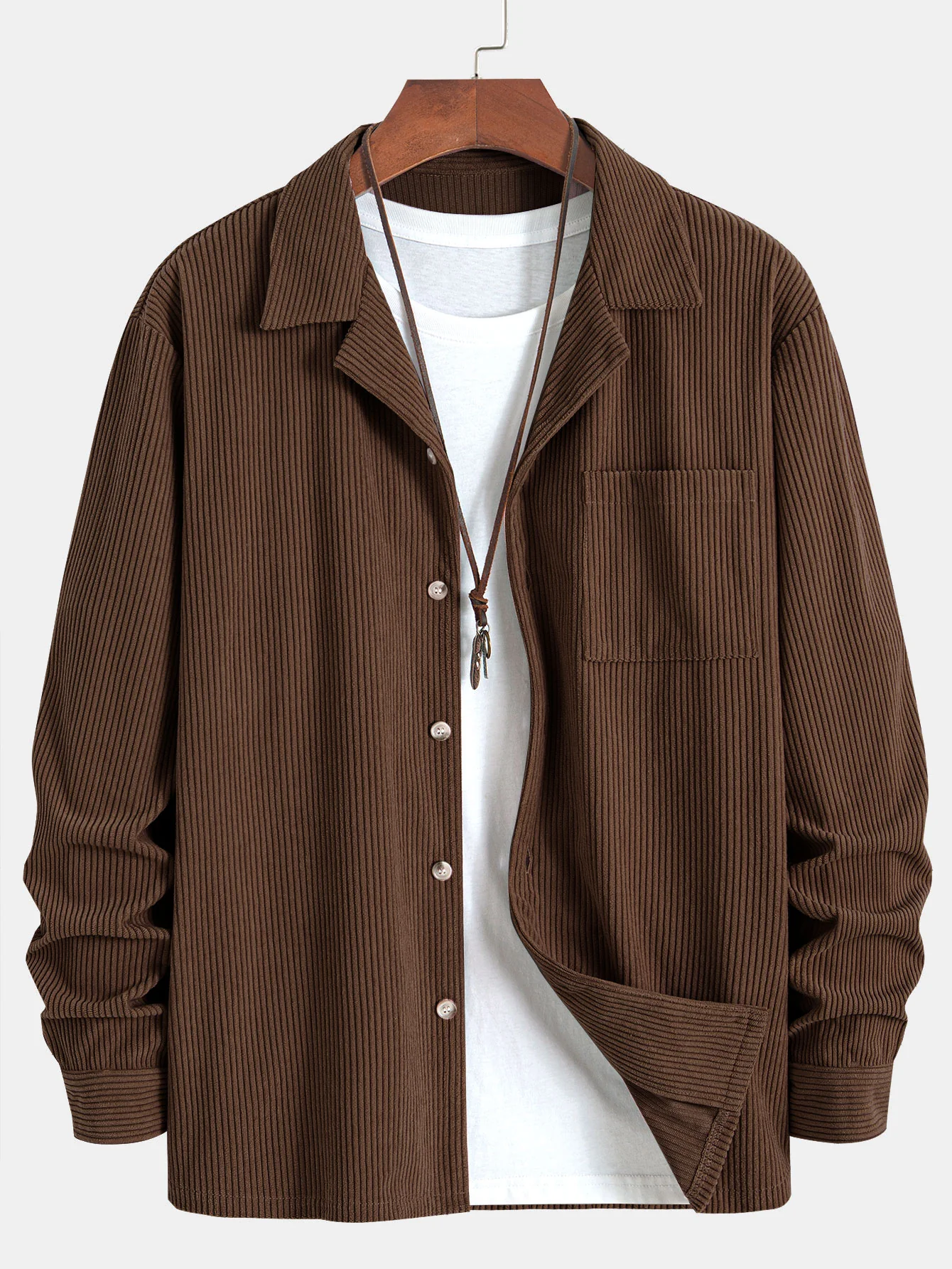 Langarm-Corduroy-Hemd mit kubanischem Kragen & gerade geschnittene Leinenhose - Image 17