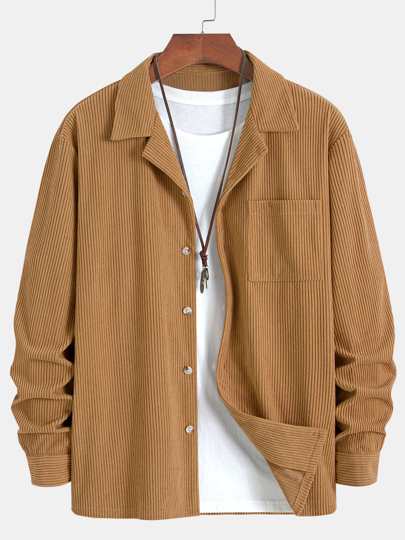 Langarm-Corduroy-Hemd mit kubanischem Kragen & gerade geschnittene Leinenhose - Image 18