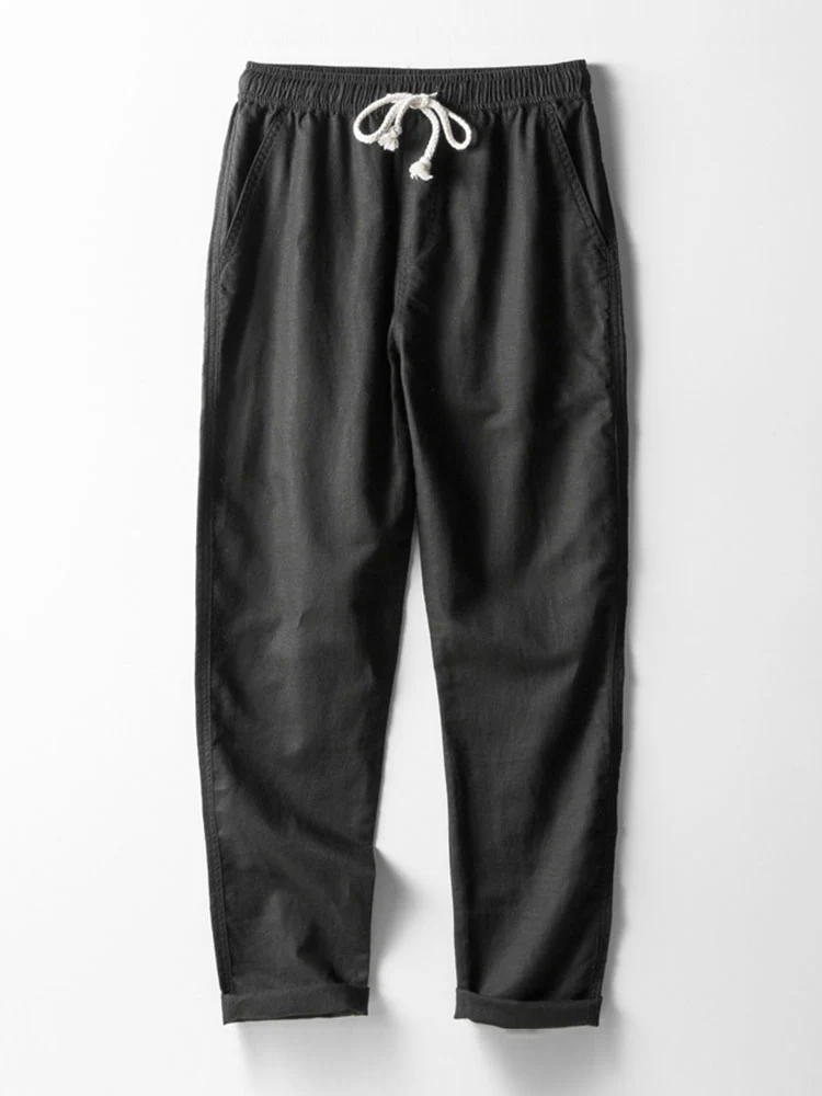 Langarm-Muskelfit-Rippkragenhemd & gerade Leinenhose - Image 22