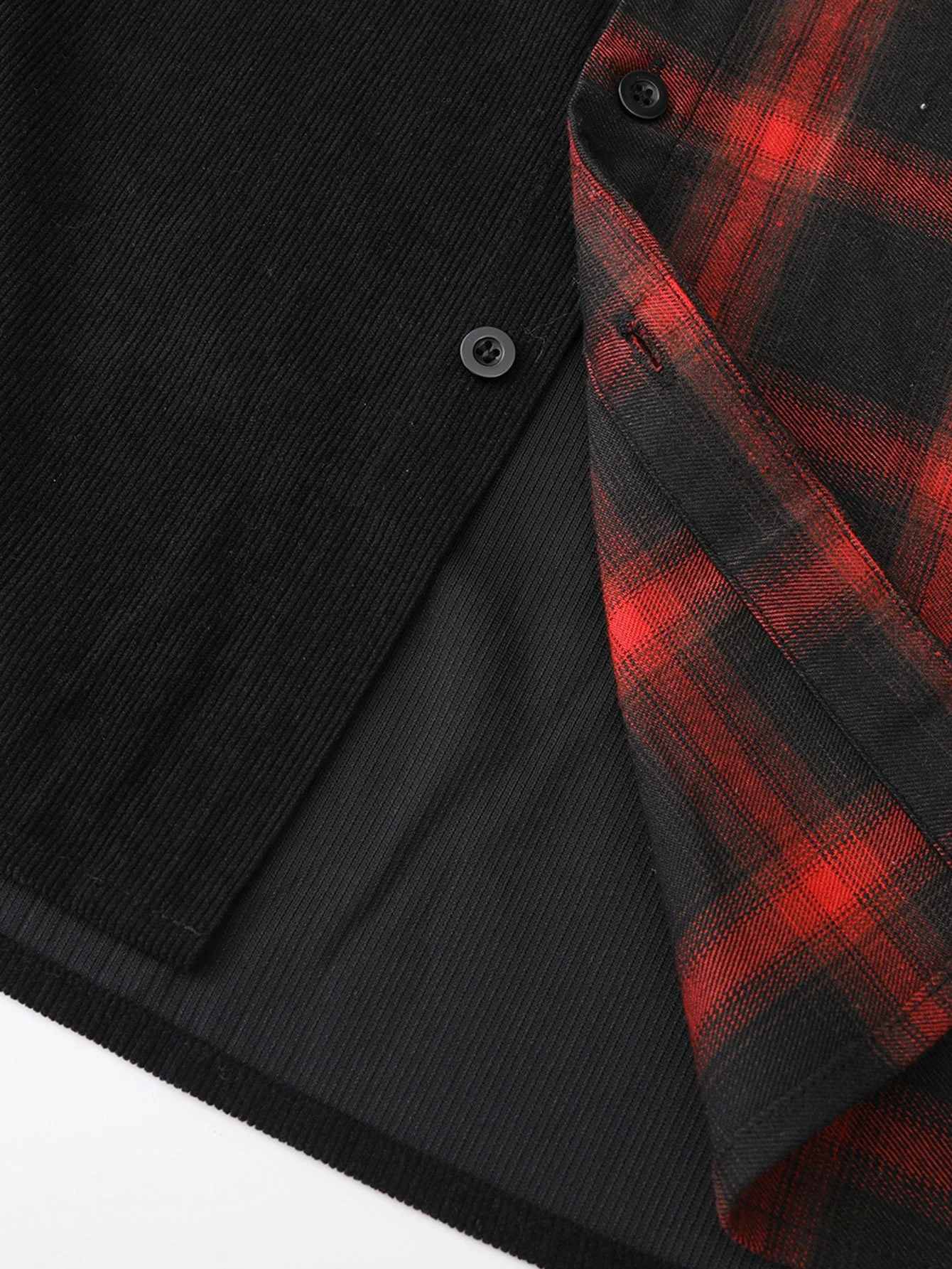 Langarm-Cord-Plaid-Panelshemd - Image 4
