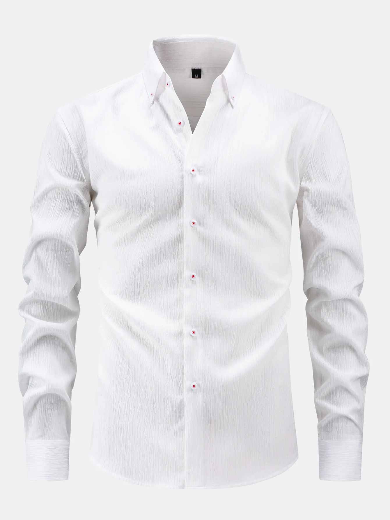 Long Sleeve Crinkle Button Up Shirt - Image 3