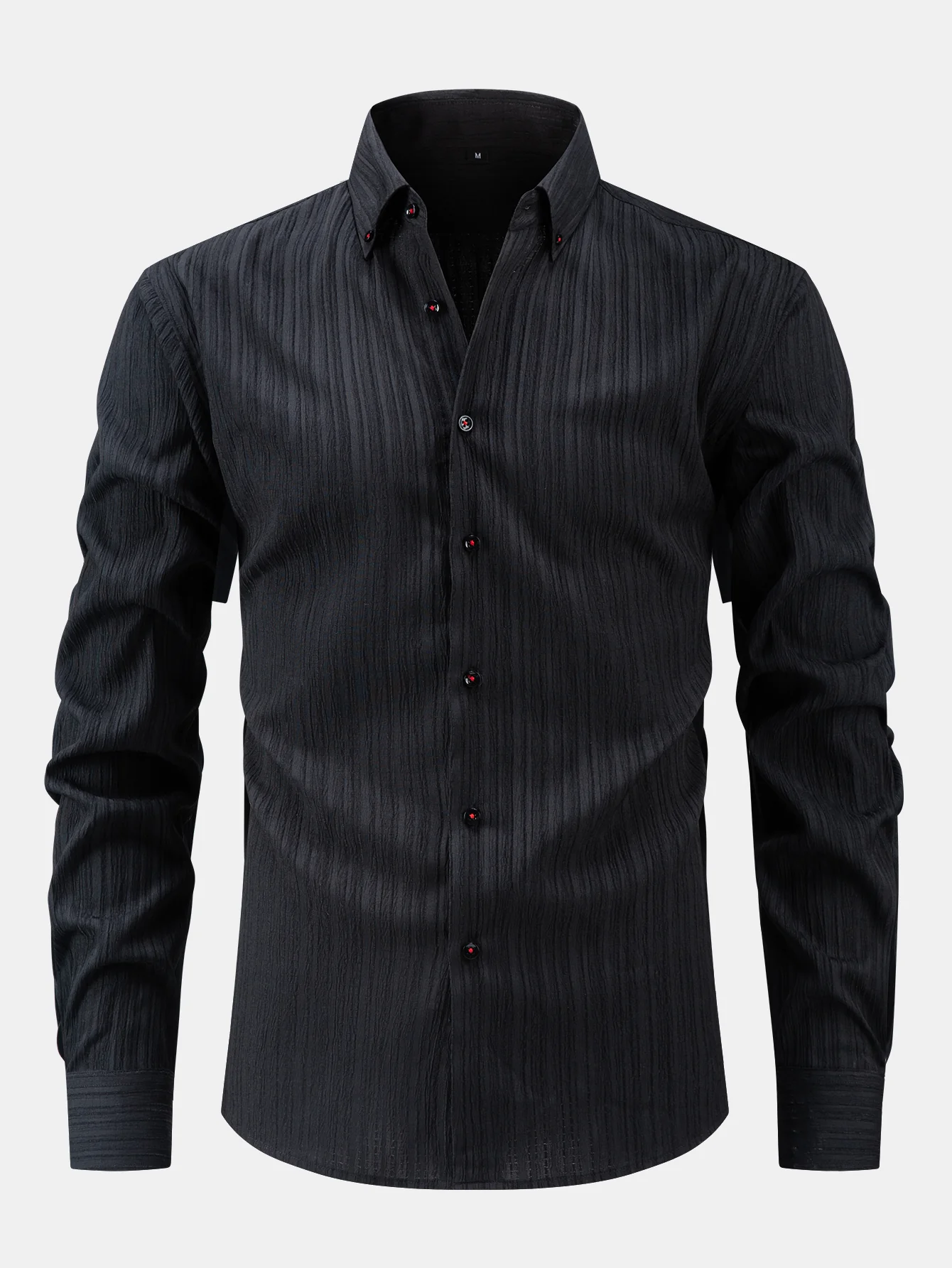 Long Sleeve Crinkle Button Up Shirt - Image 5