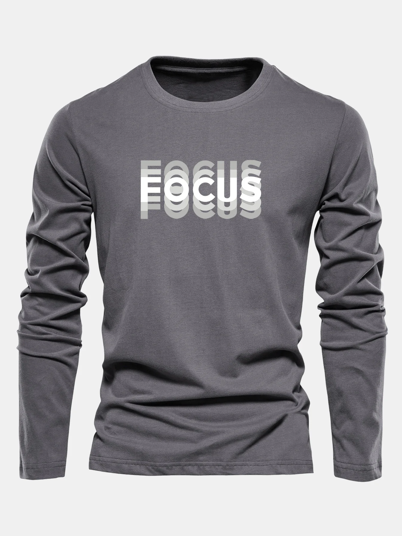Langarm-Fokusdruck Baumwoll-T-Shirt - Image 3
