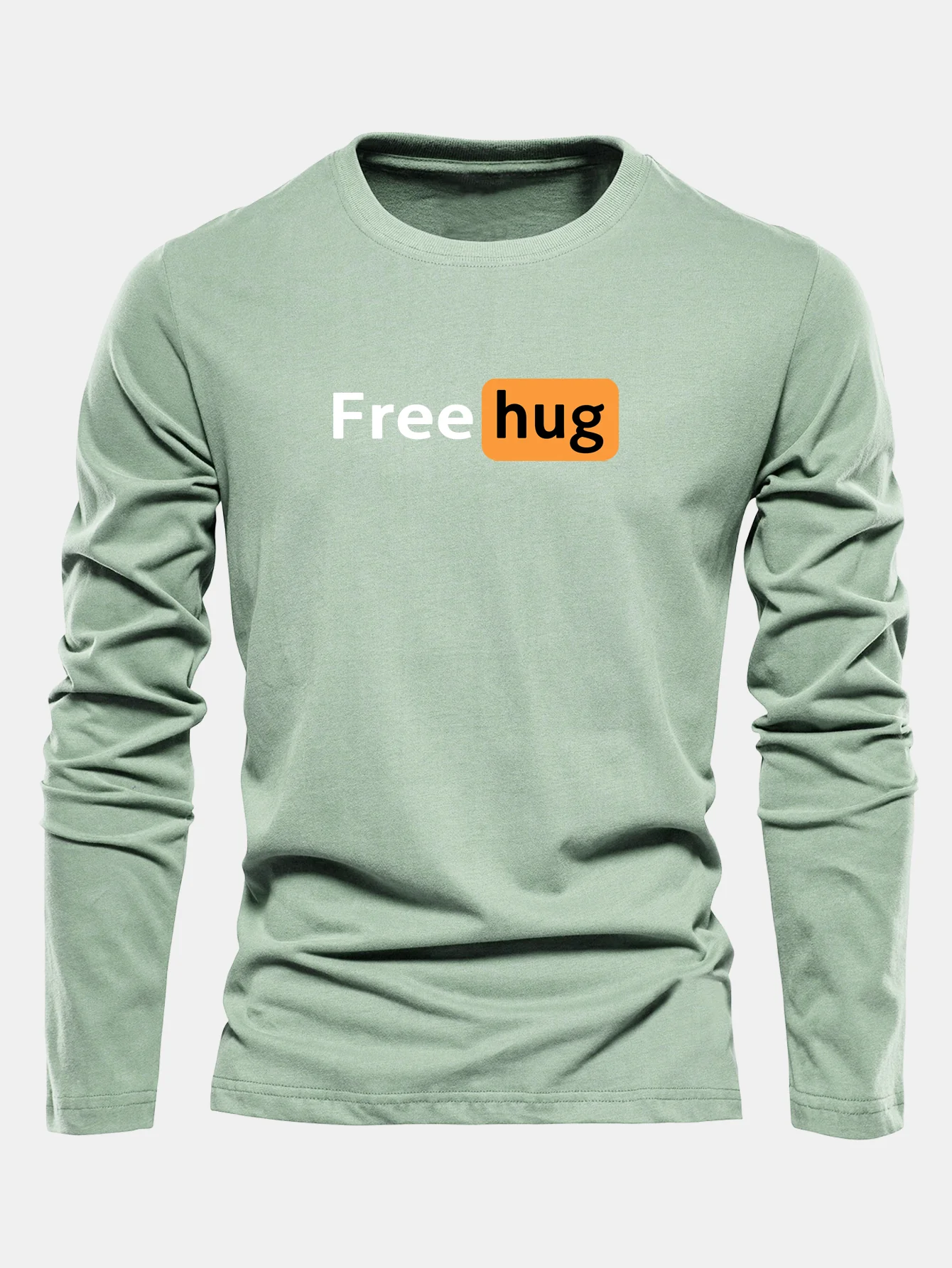 Langarm Baumwoll-T-Shirt mit Free Hug Aufdruck - Image 10
