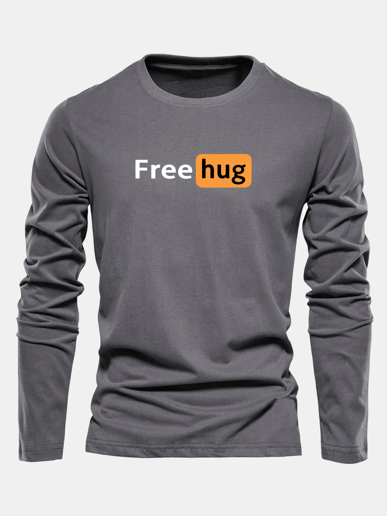 Langarm Baumwoll-T-Shirt mit Free Hug Aufdruck - Image 3