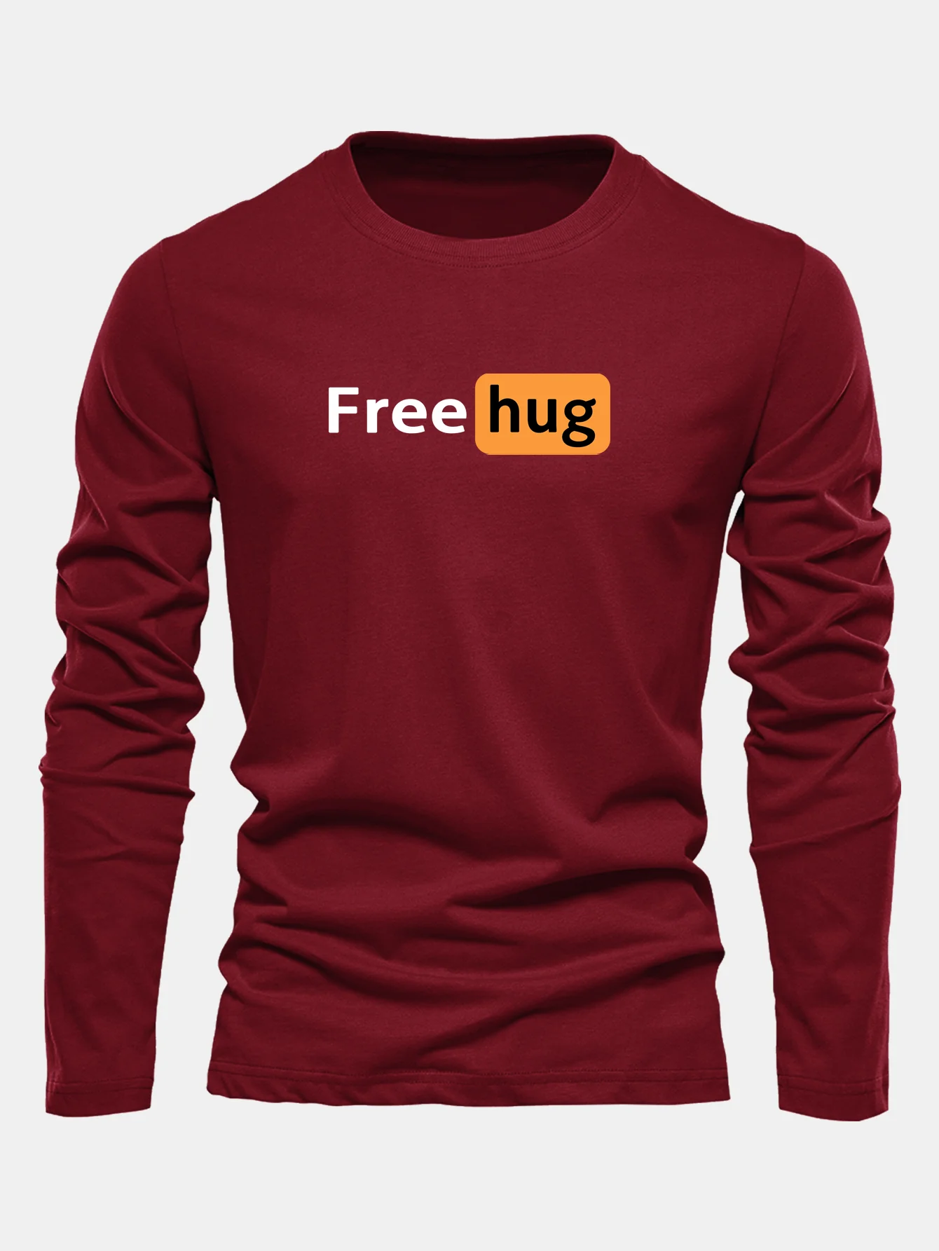 Langarm Baumwoll-T-Shirt mit Free Hug Aufdruck - Image 4