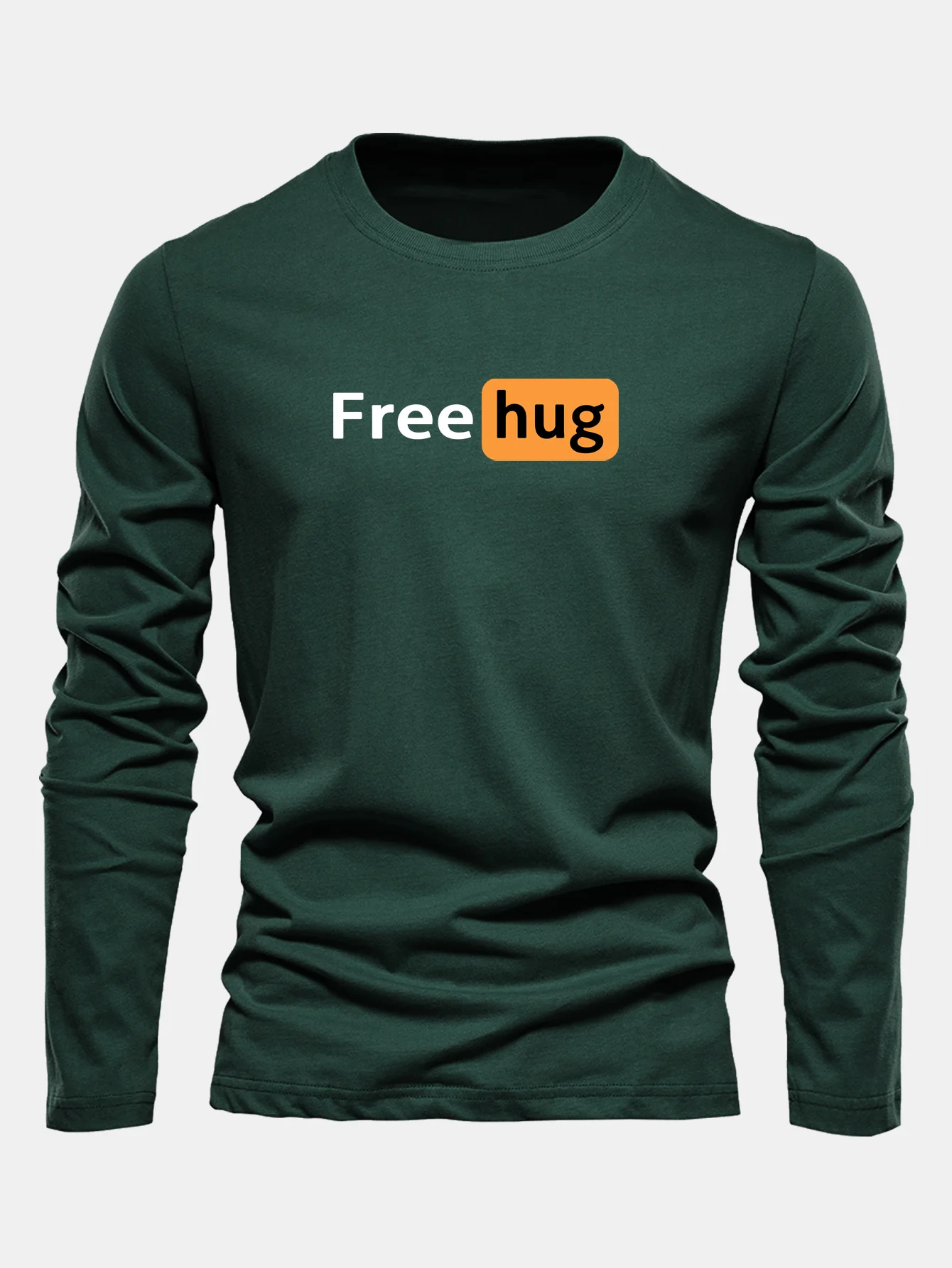 Langarm Baumwoll-T-Shirt mit Free Hug Aufdruck - Image 5