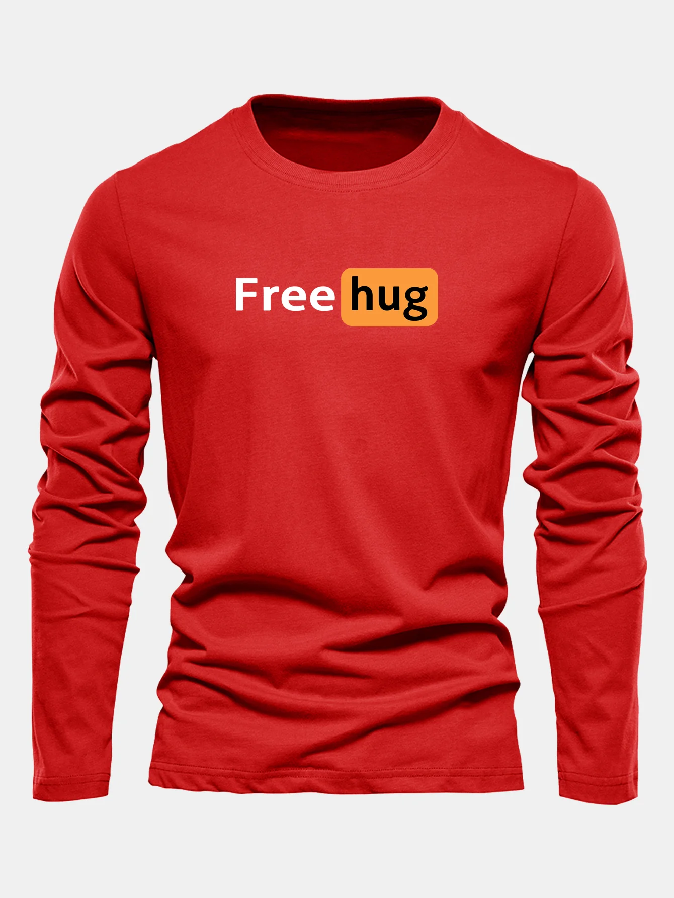 Langarm Baumwoll-T-Shirt mit Free Hug Aufdruck - Image 6