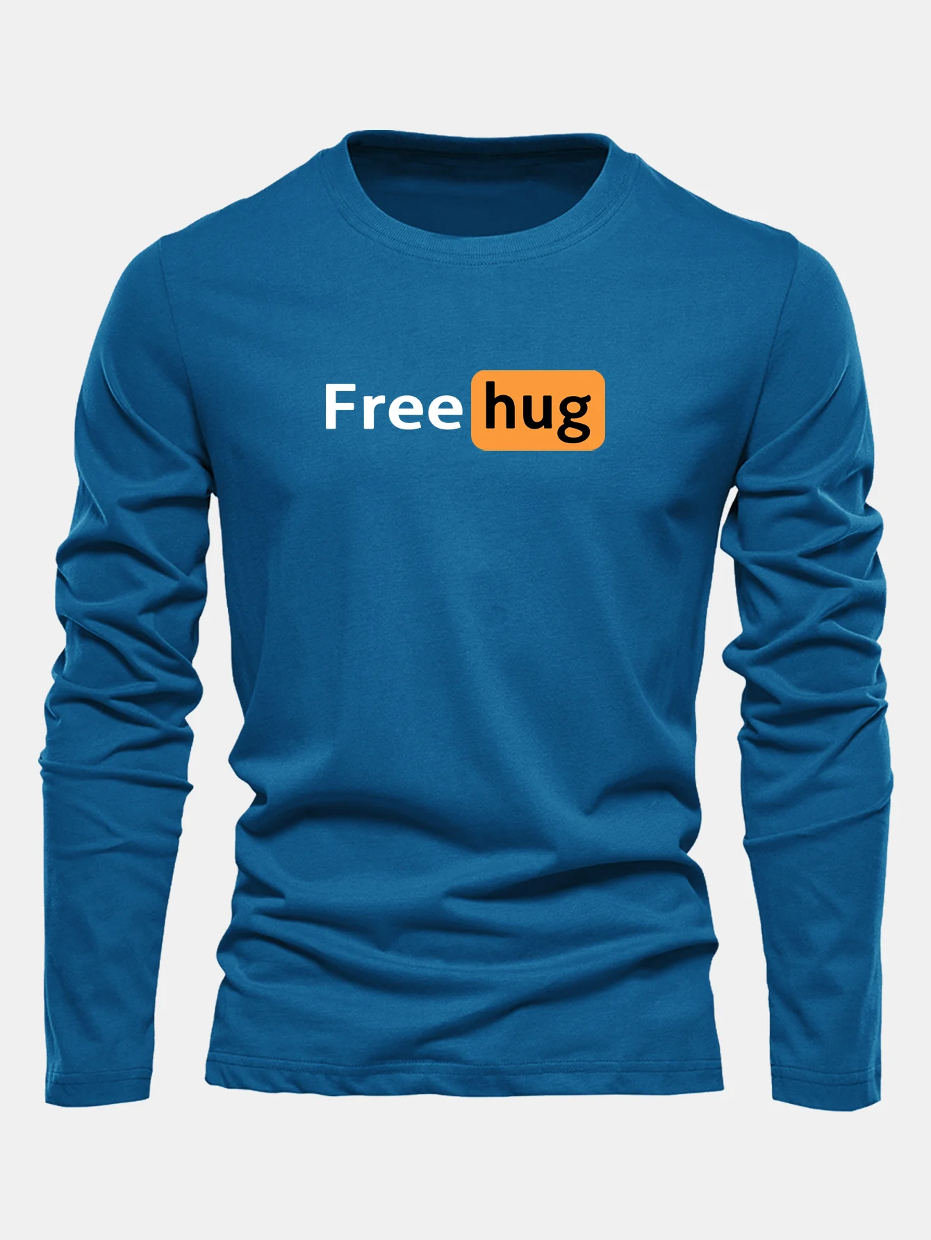 Langarm Baumwoll-T-Shirt mit Free Hug Aufdruck - Image 7