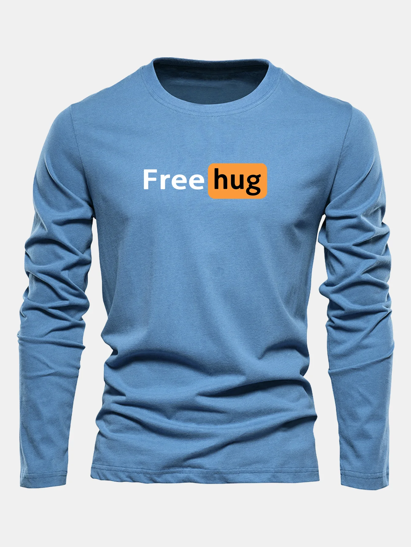 Langarm Baumwoll-T-Shirt mit Free Hug Aufdruck - Image 8