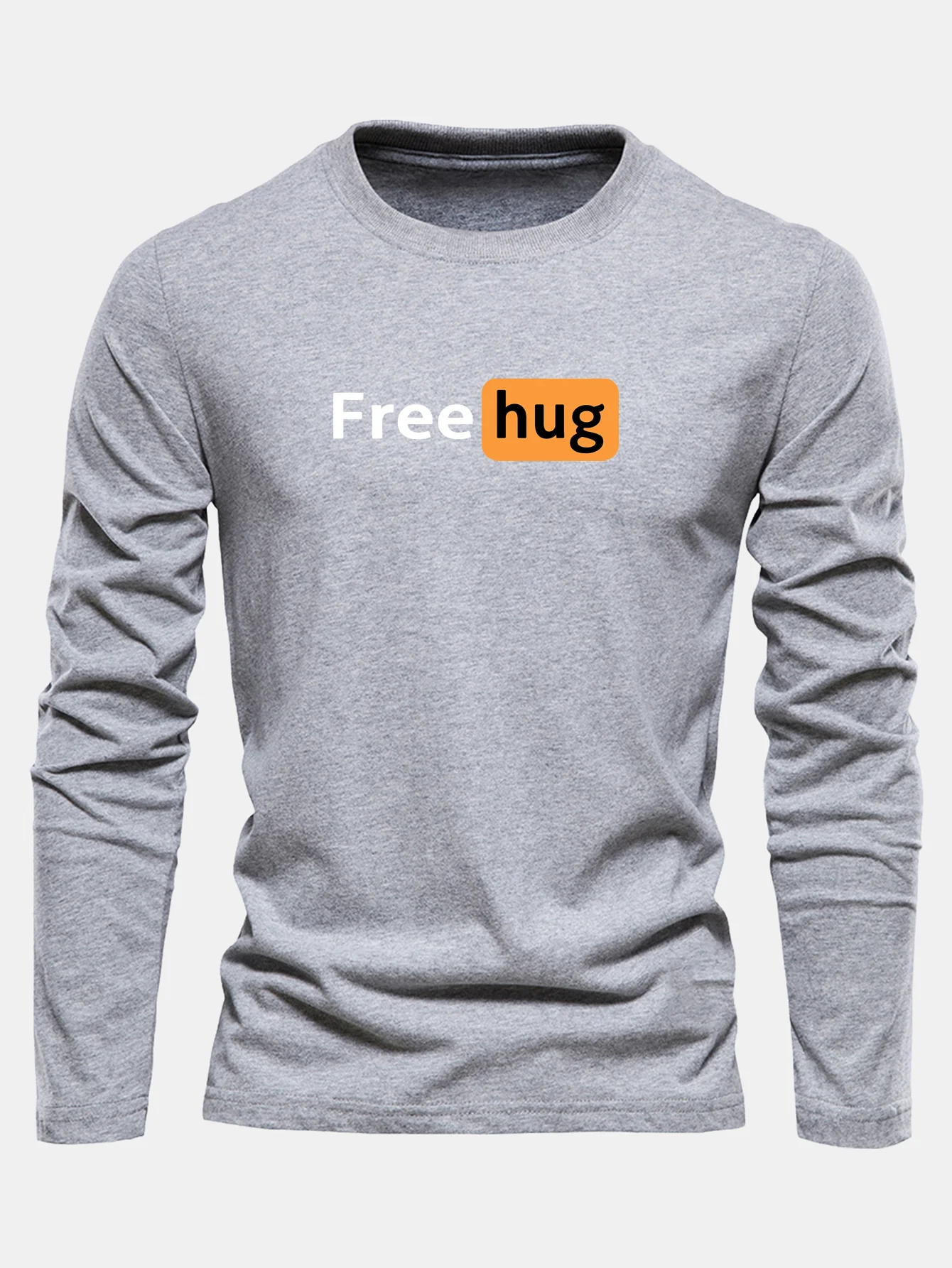 Langarm Baumwoll-T-Shirt mit Free Hug Aufdruck - Image 9