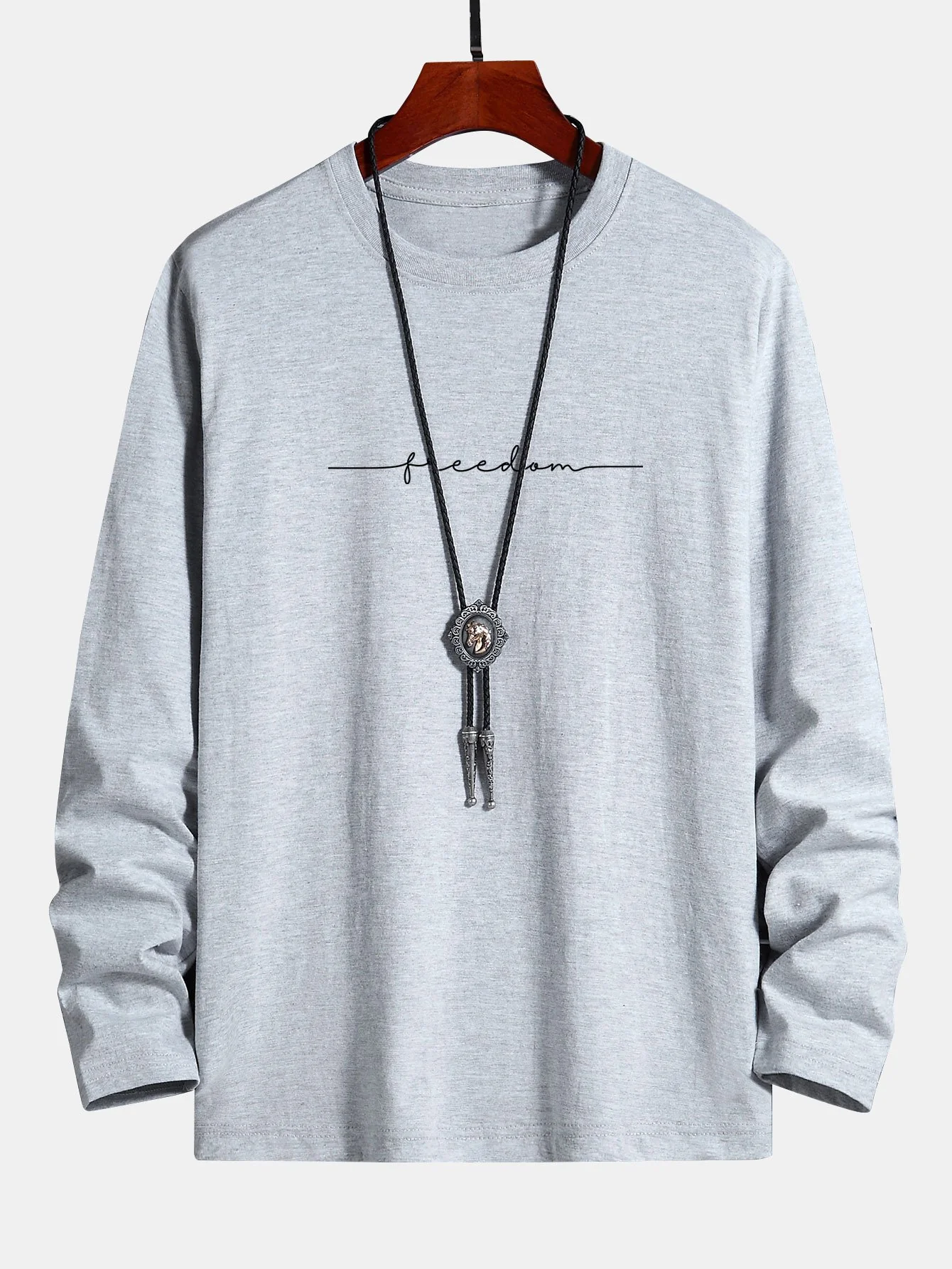 Langarm-Freiheitsdruck Baumwoll-T-Shirt - Image 11