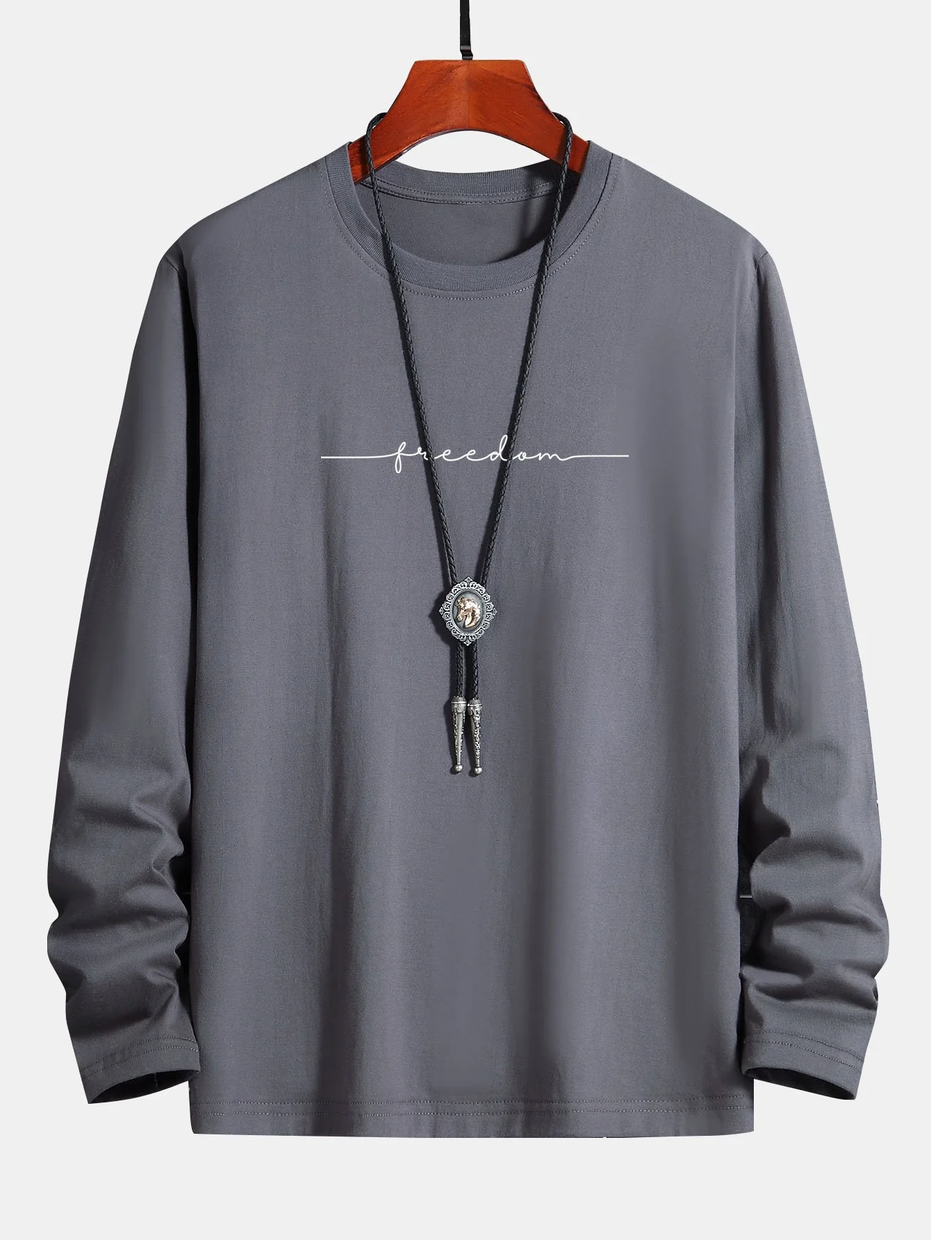 Langarm-Freiheitsdruck Baumwoll-T-Shirt - Image 7