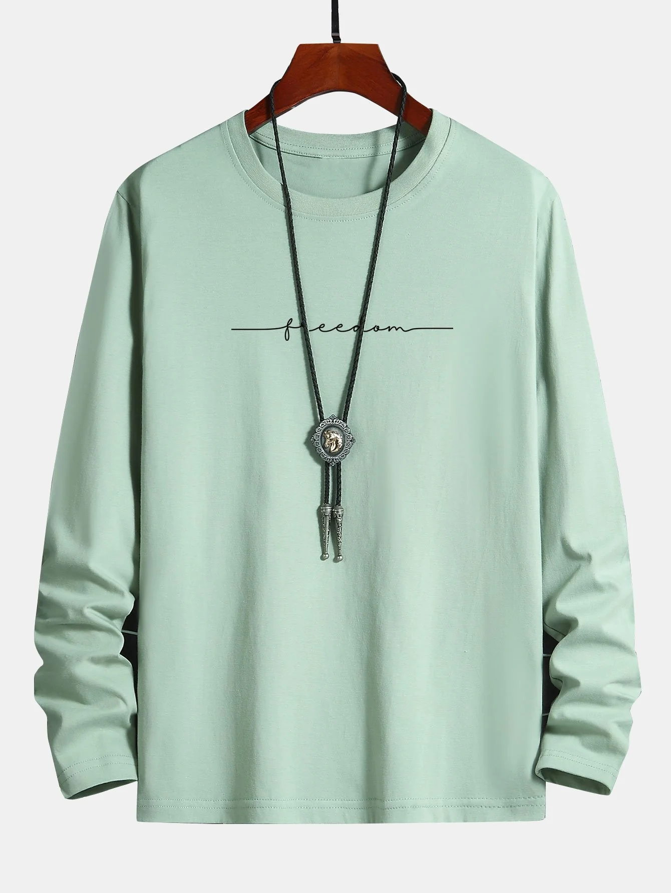 Langarm-Freiheitsdruck Baumwoll-T-Shirt - Image 8