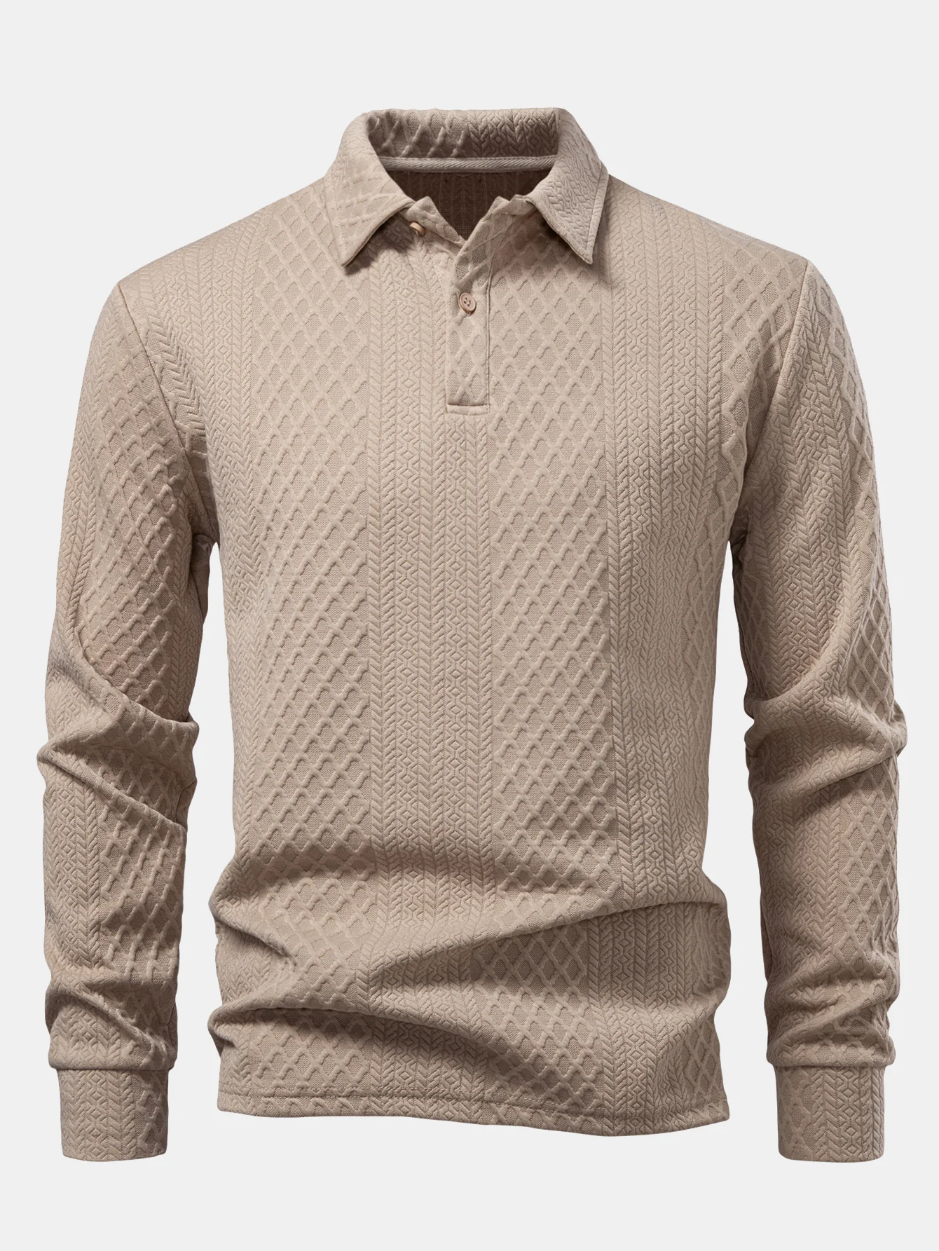 Langarm Geometrisches Jacquard Poloshirts Shirt