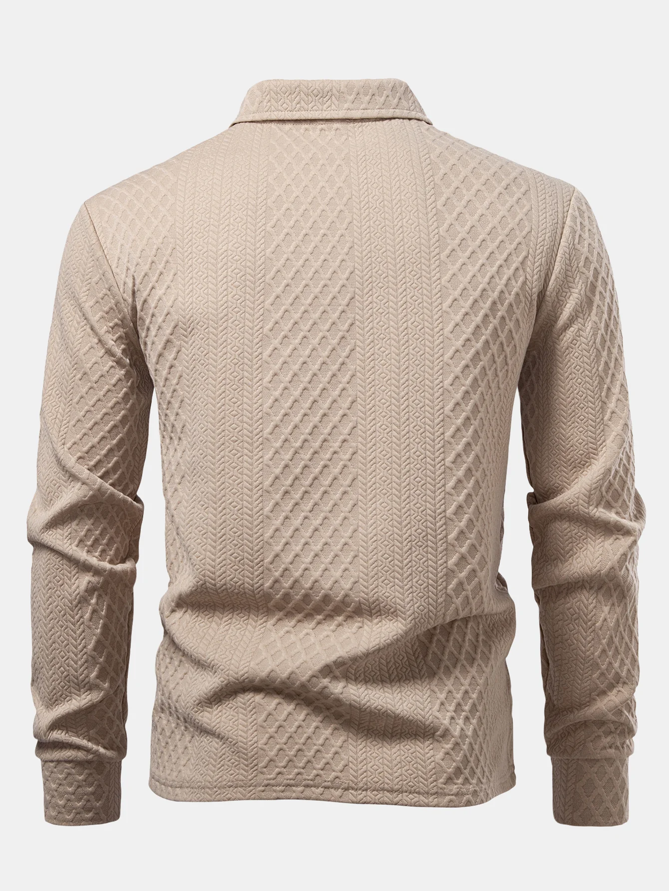 Langarm Geometrisches Jacquard Poloshirts Shirt - Image 2