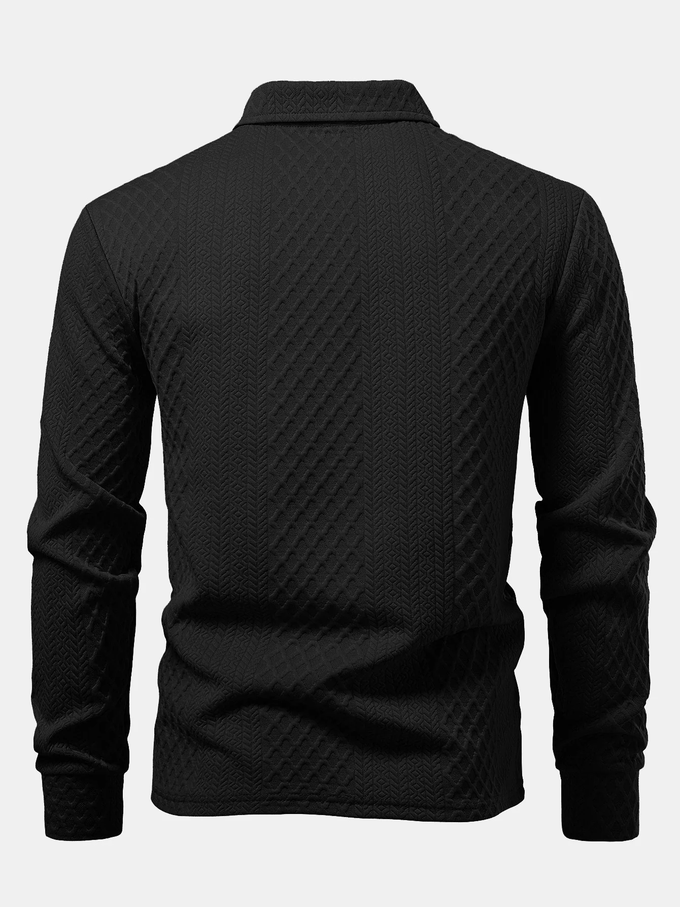 Langarm Geometrisches Jacquard Poloshirts Shirt - Image 4