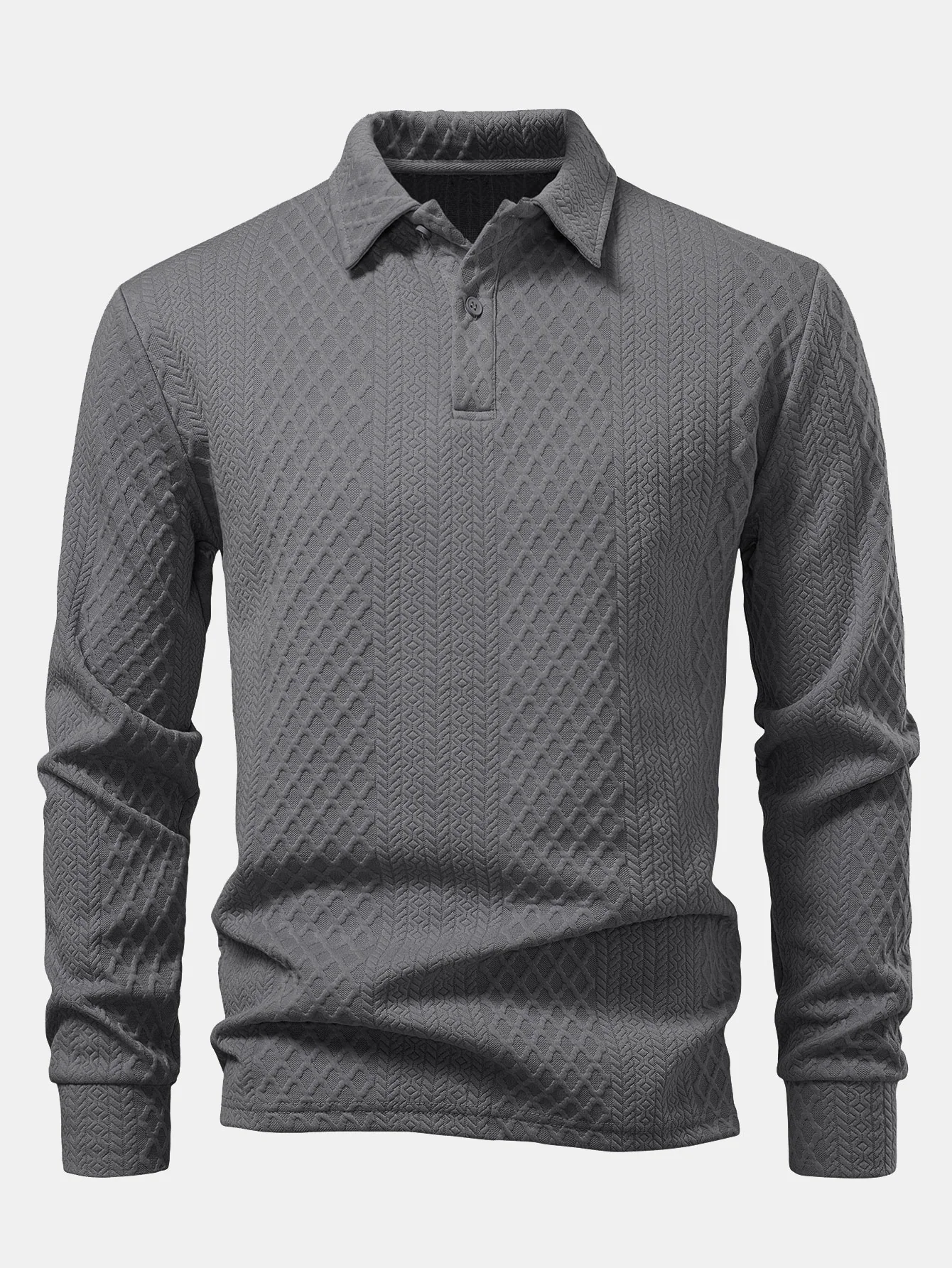 Langarm Geometrisches Jacquard Poloshirts Shirt - Image 5