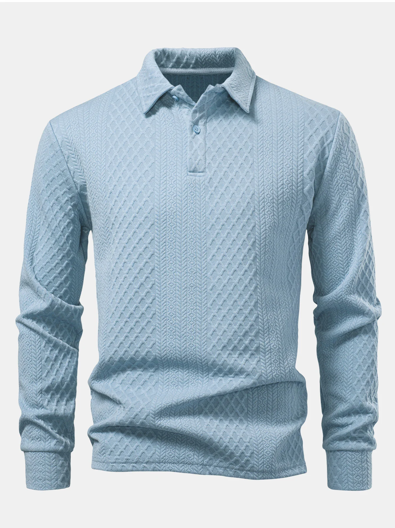 Langarm Geometrisches Jacquard Poloshirts Shirt - Image 7