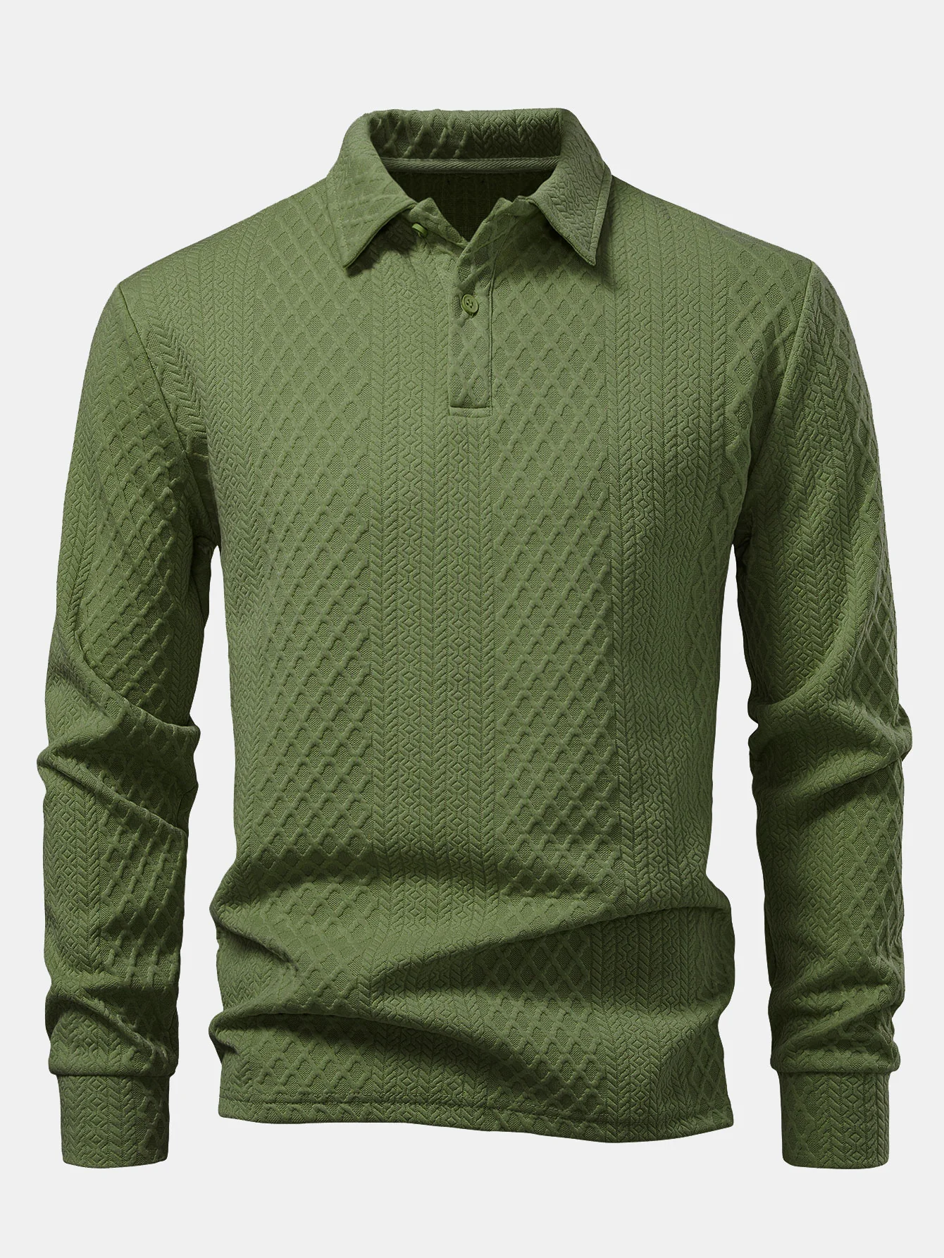 Langarm Geometrisches Jacquard Poloshirts Shirt - Image 9