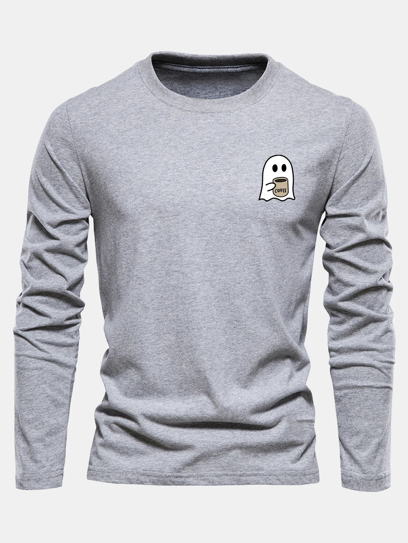 Langarm Geister Kaffeetrinken Druck Baumwoll T-Shirt - Image 10