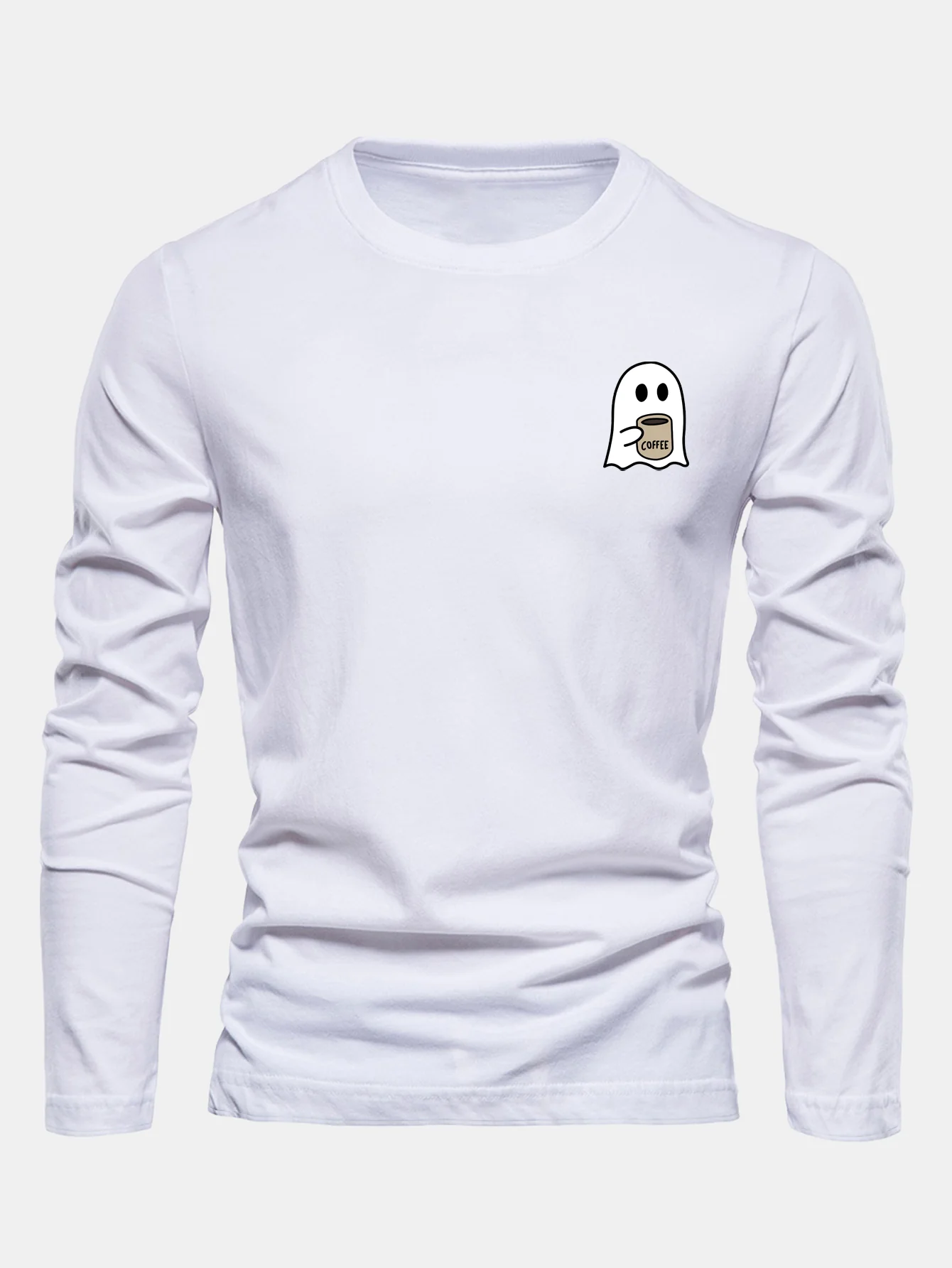 Langarm Geister Kaffeetrinken Druck Baumwoll T-Shirt - Image 11