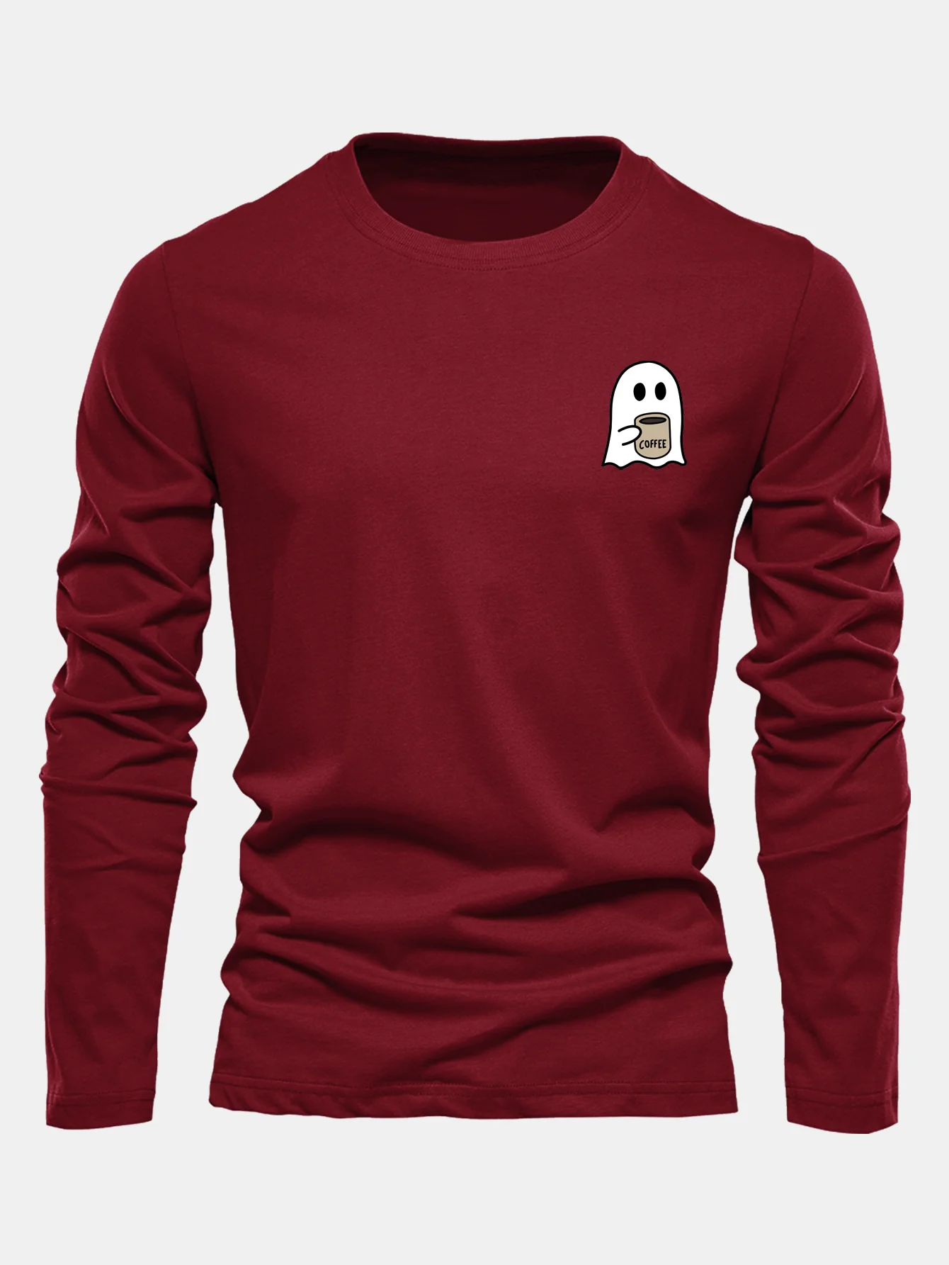 Langarm Geister Kaffeetrinken Druck Baumwoll T-Shirt - Image 4