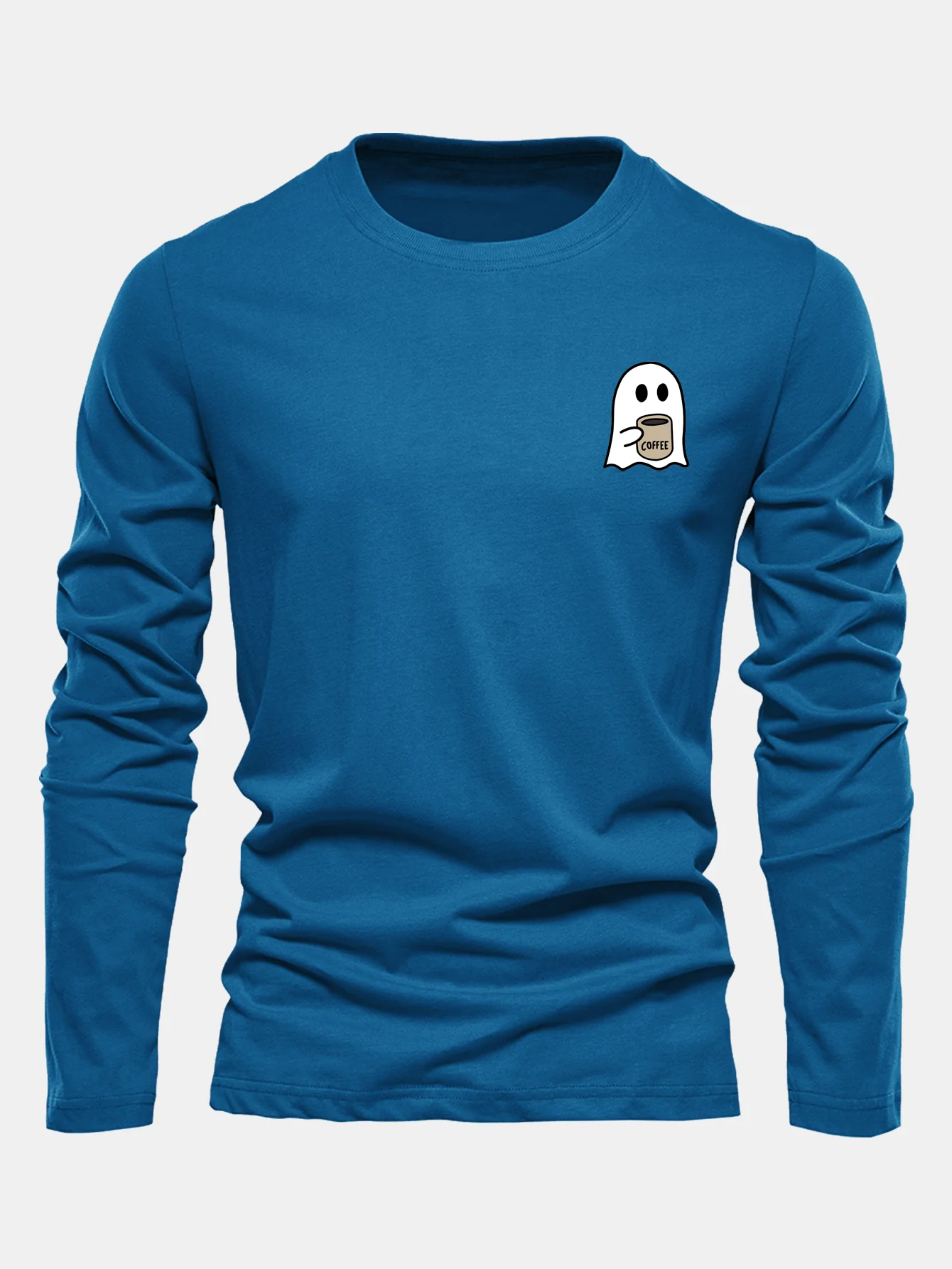 Langarm Geister Kaffeetrinken Druck Baumwoll T-Shirt - Image 7