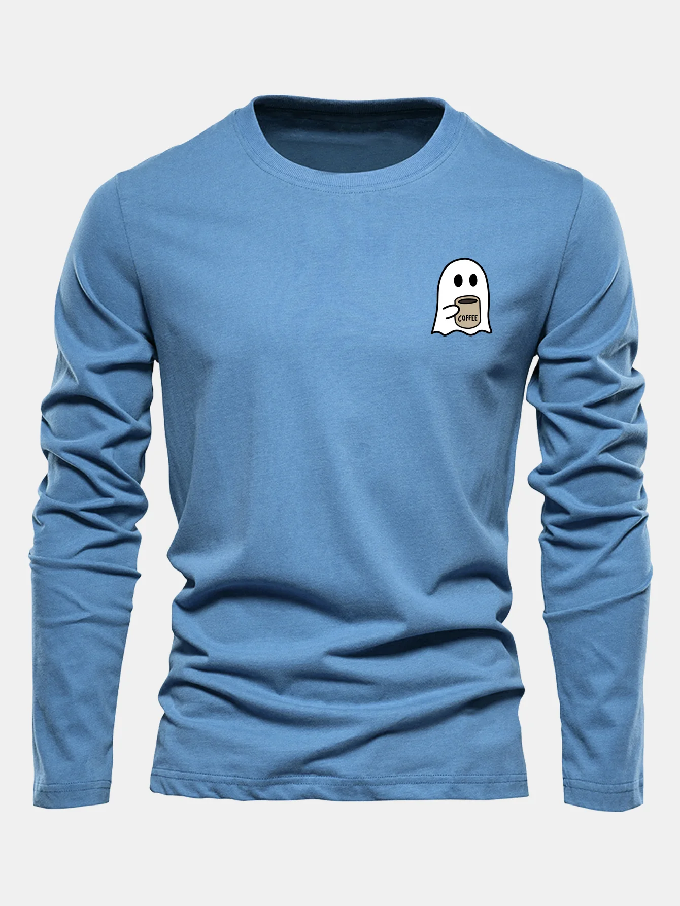 Langarm Geister Kaffeetrinken Druck Baumwoll T-Shirt - Image 8