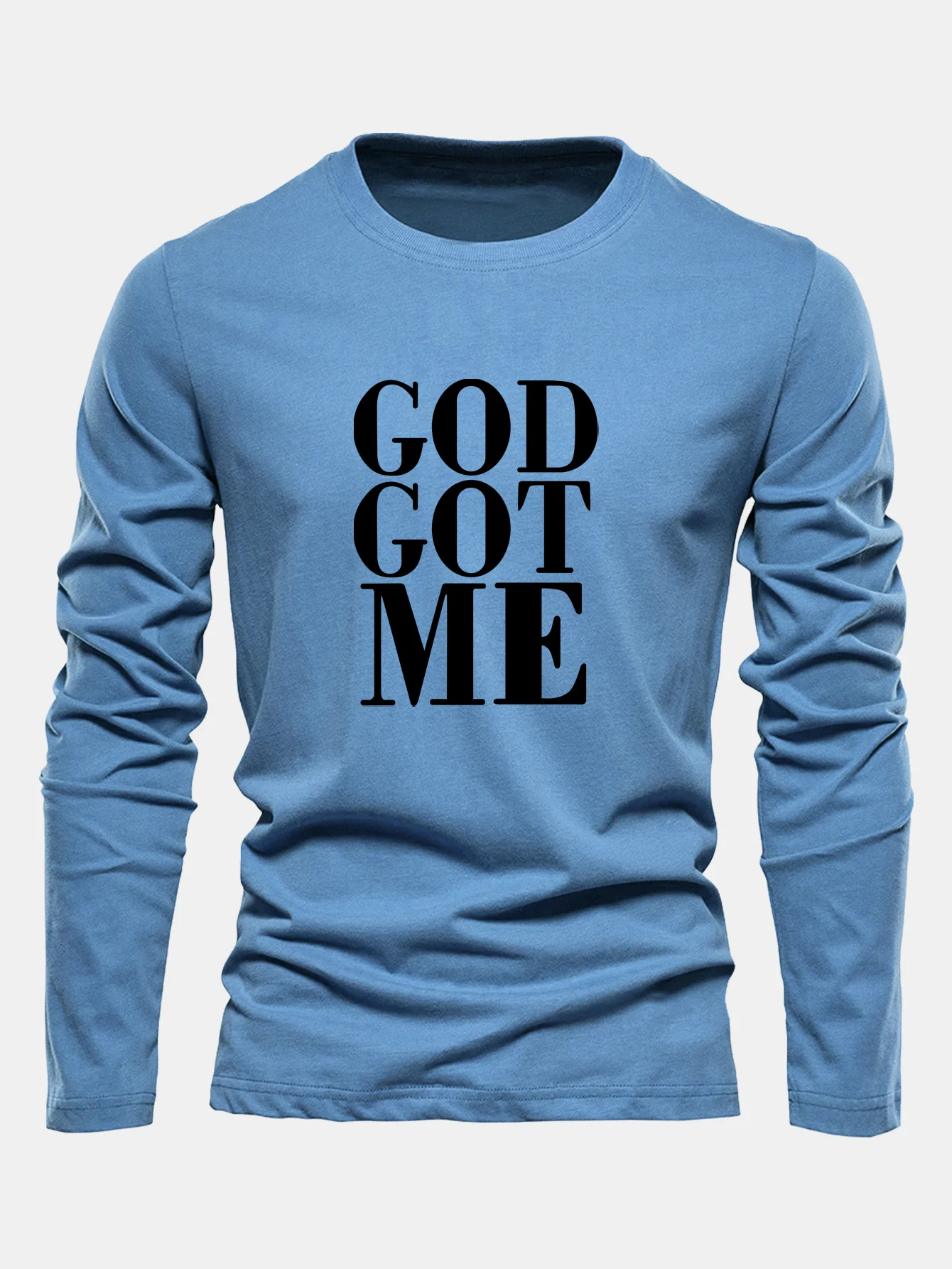 Langarm-Gott-hat-mich-Druck-Baumwoll-T-Shirt - Image 10