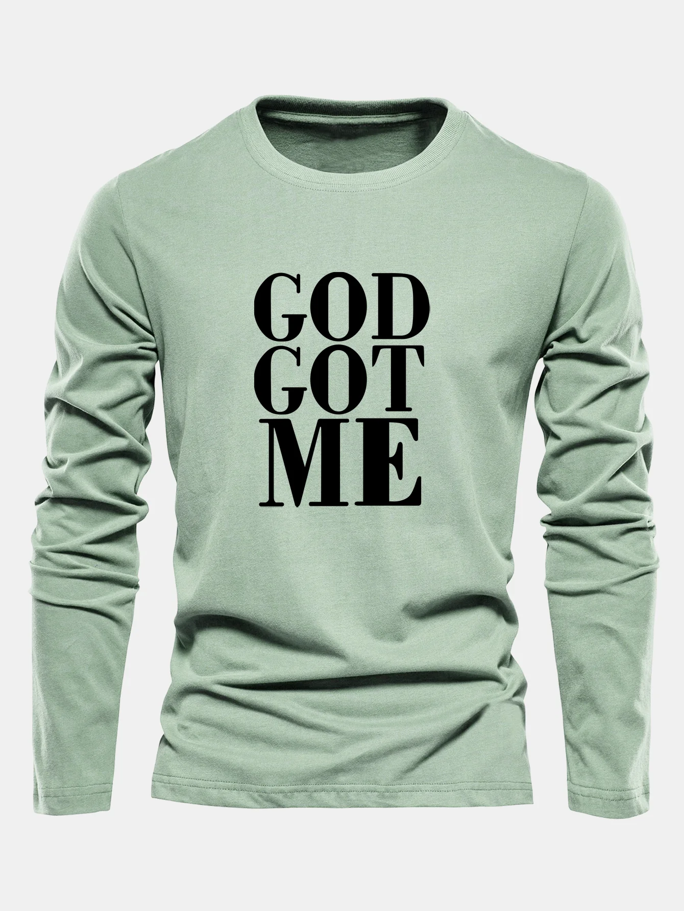 Langarm-Gott-hat-mich-Druck-Baumwoll-T-Shirt - Image 11