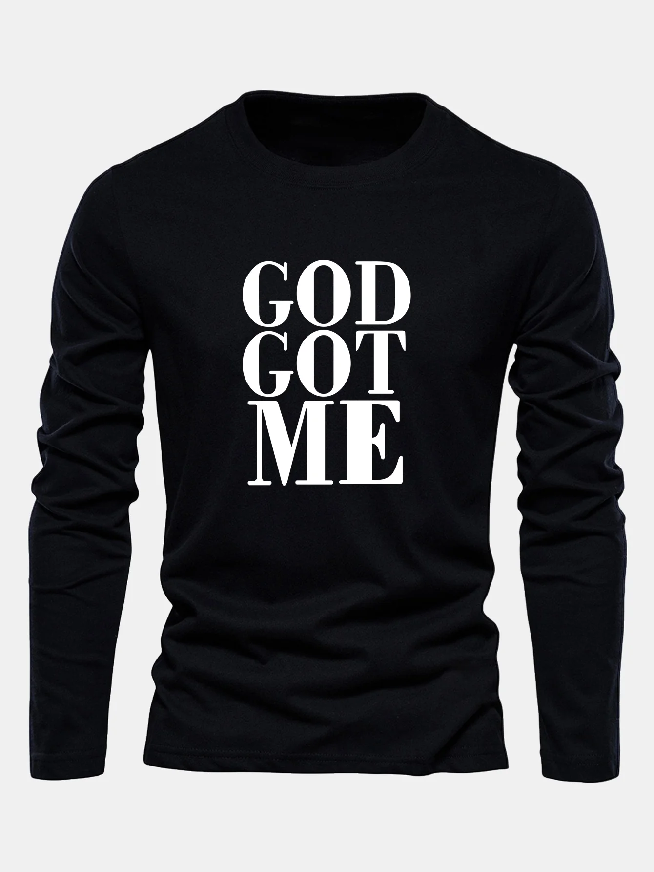 Langarm-Gott-hat-mich-Druck-Baumwoll-T-Shirt - Image 2