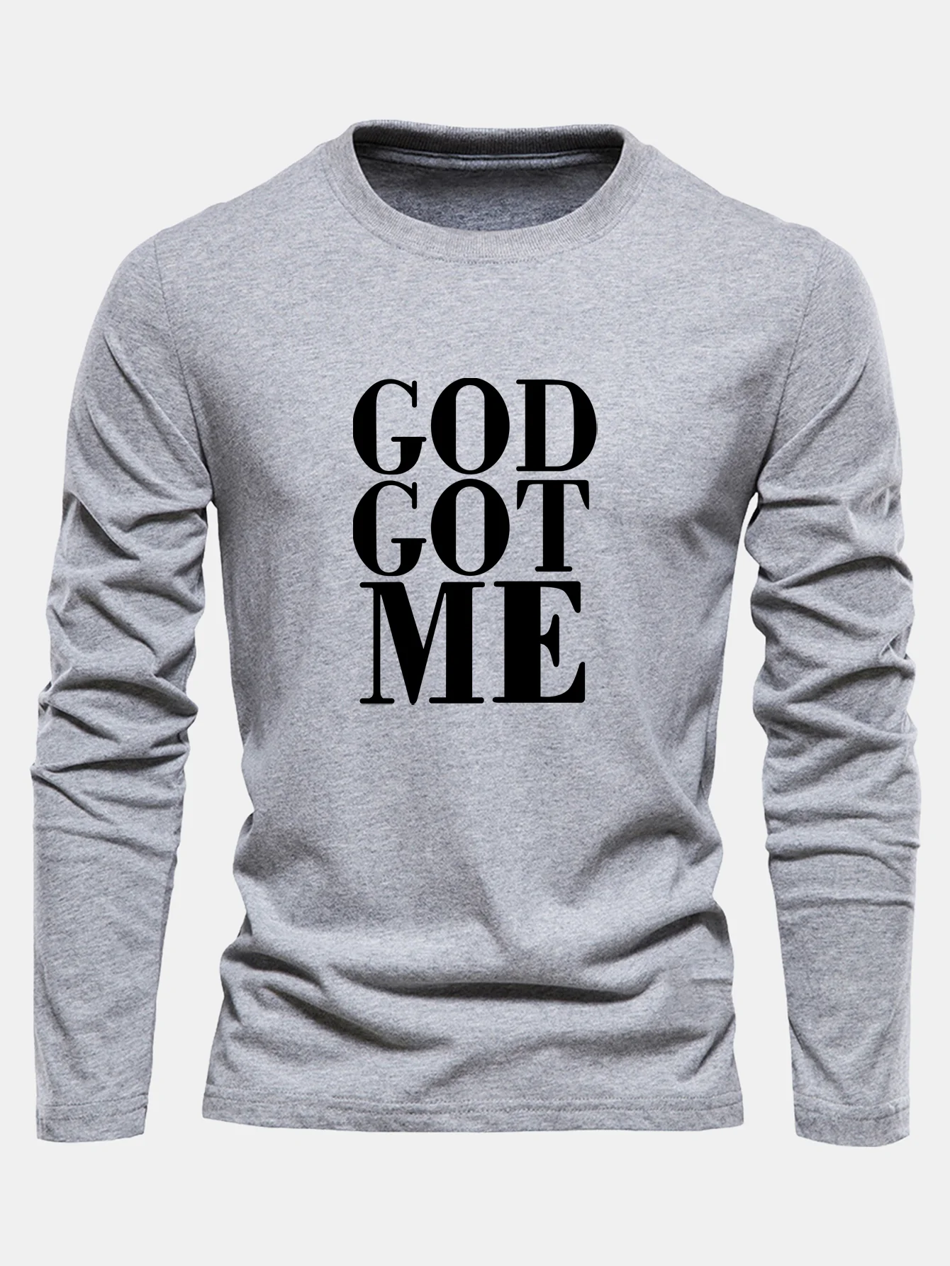 Langarm-Gott-hat-mich-Druck-Baumwoll-T-Shirt - Image 3