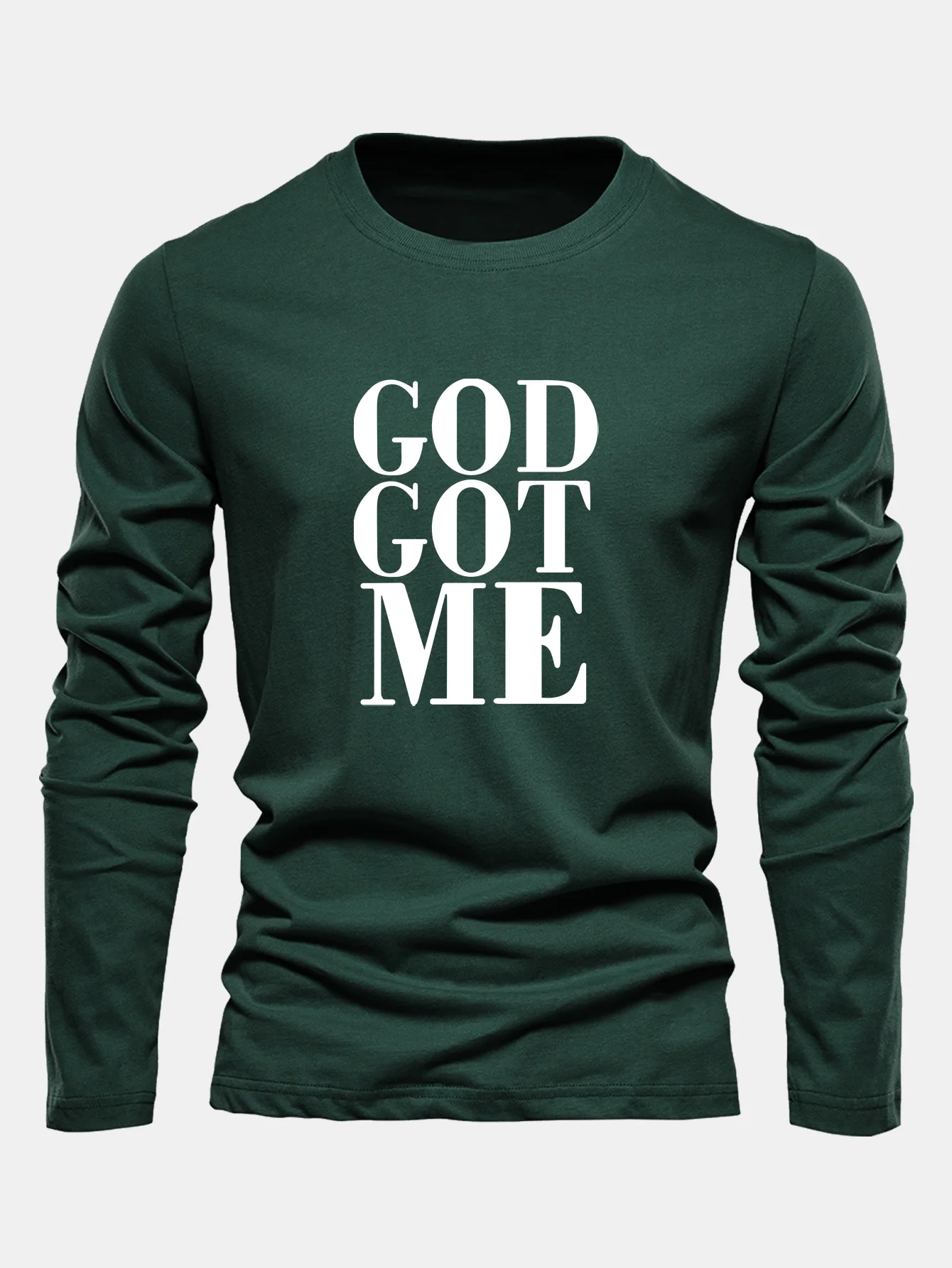 Langarm-Gott-hat-mich-Druck-Baumwoll-T-Shirt - Image 4