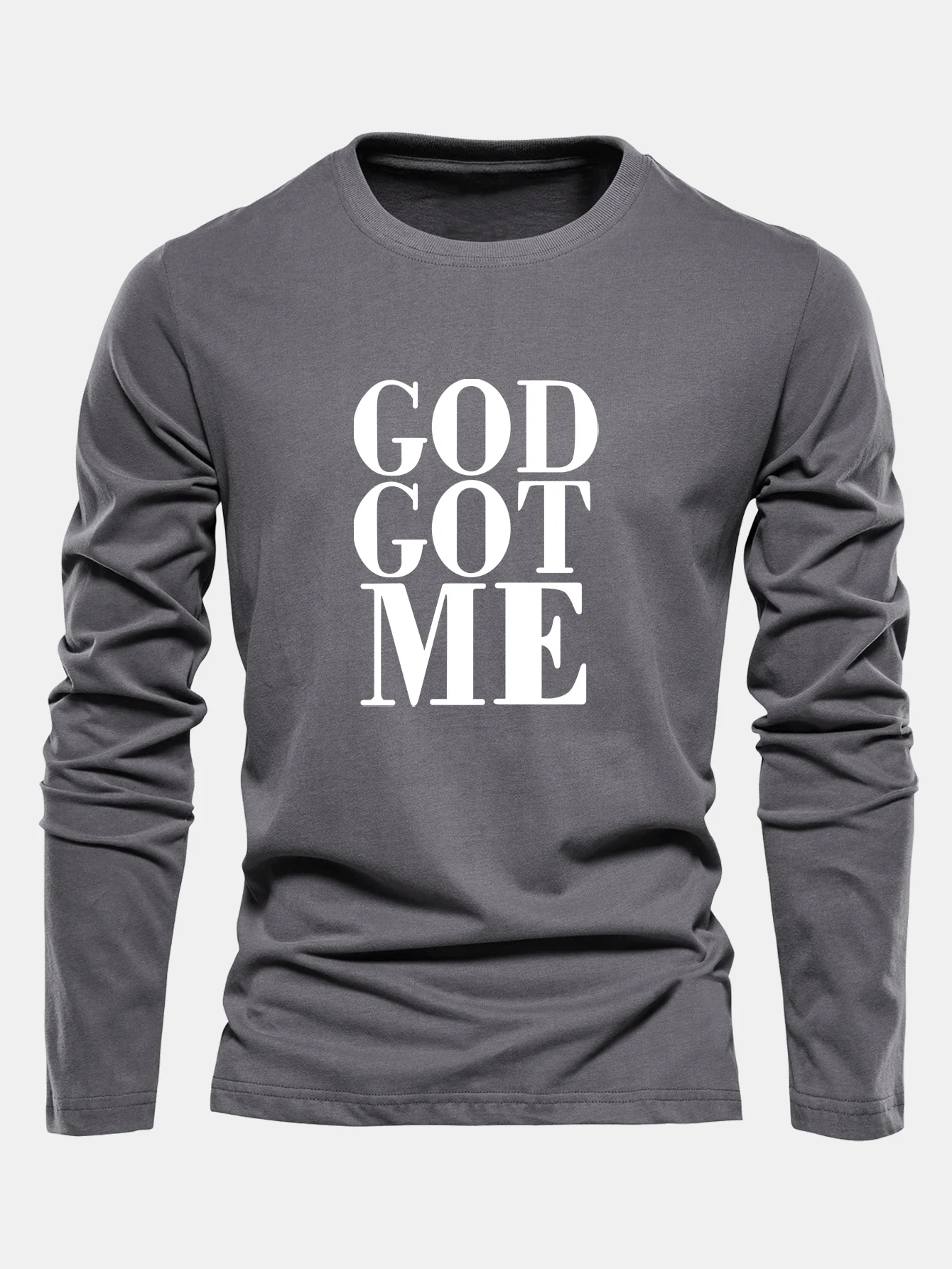 Langarm-Gott-hat-mich-Druck-Baumwoll-T-Shirt - Image 5