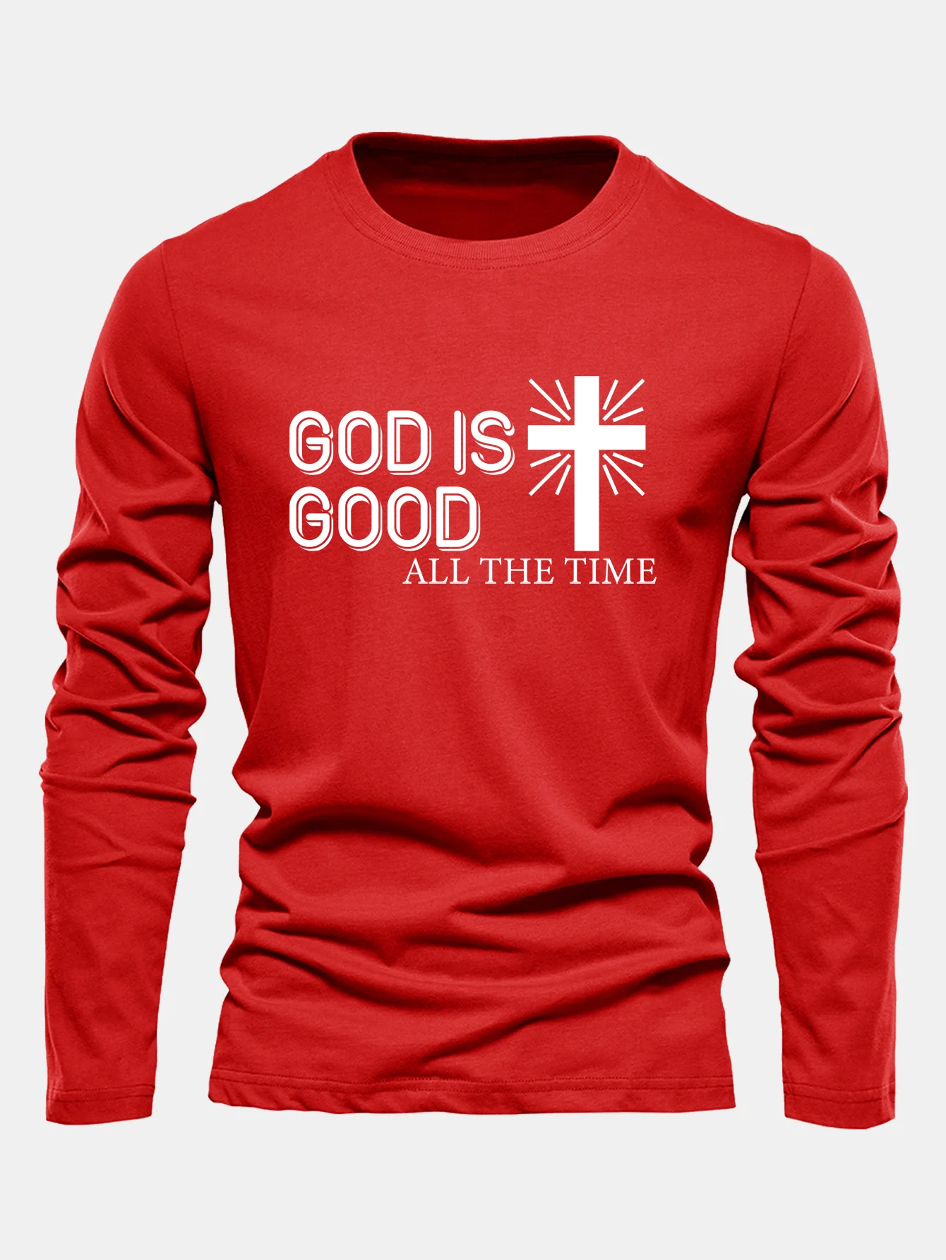 Langarm-Gott ist gut Kreuzdruck Baumwoll-T-Shirt - Image 10