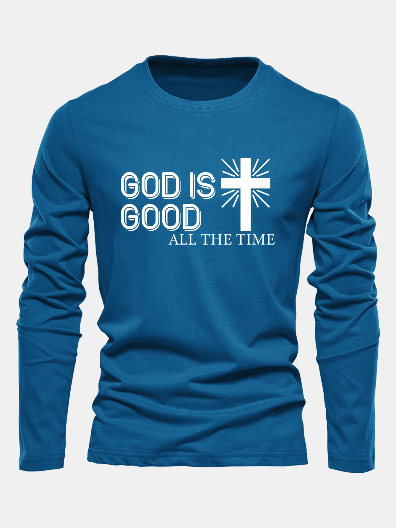 Langarm-Gott ist gut Kreuzdruck Baumwoll-T-Shirt - Image 11