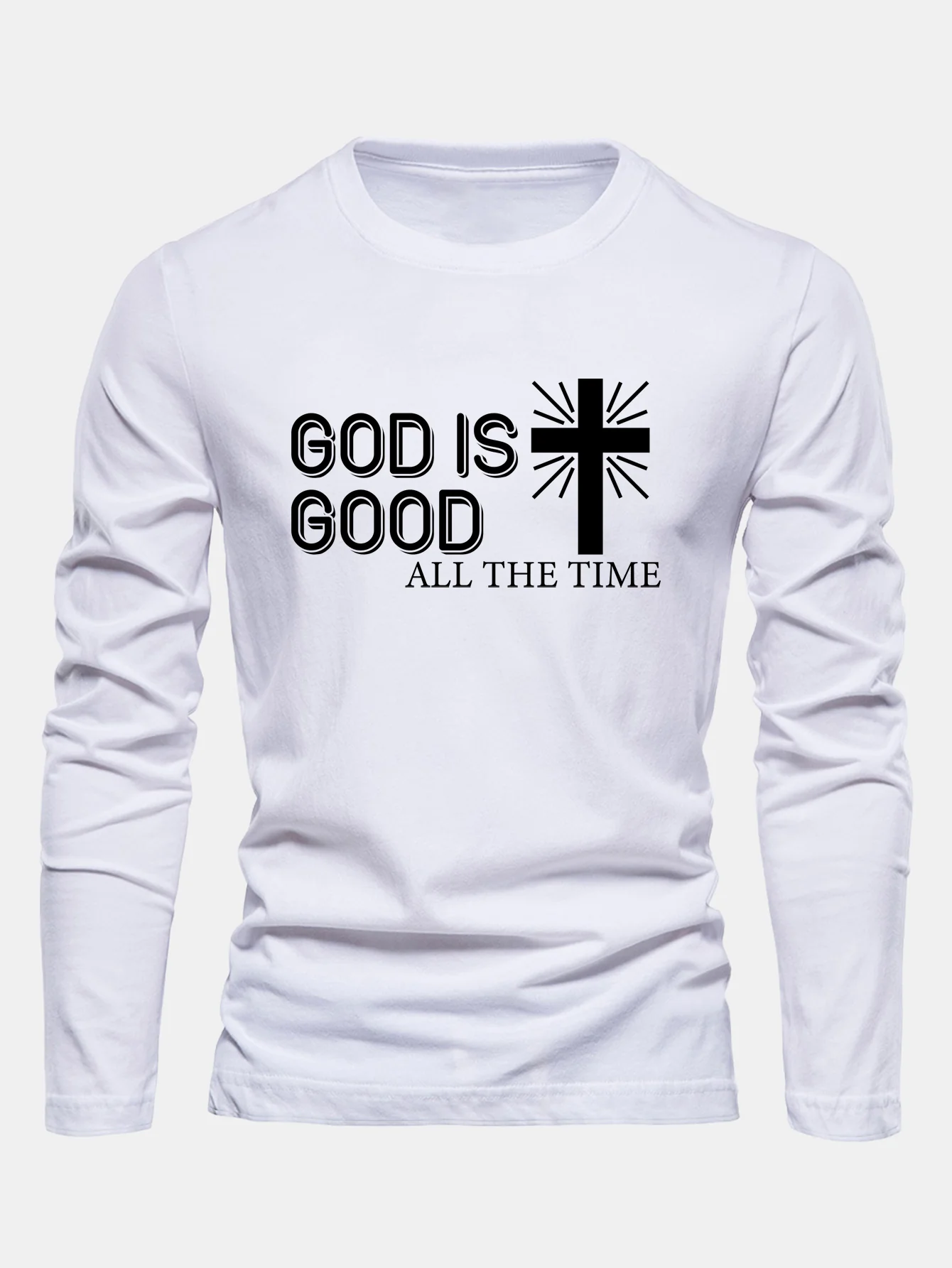 Langarm-Gott ist gut Kreuzdruck Baumwoll-T-Shirt - Image 4